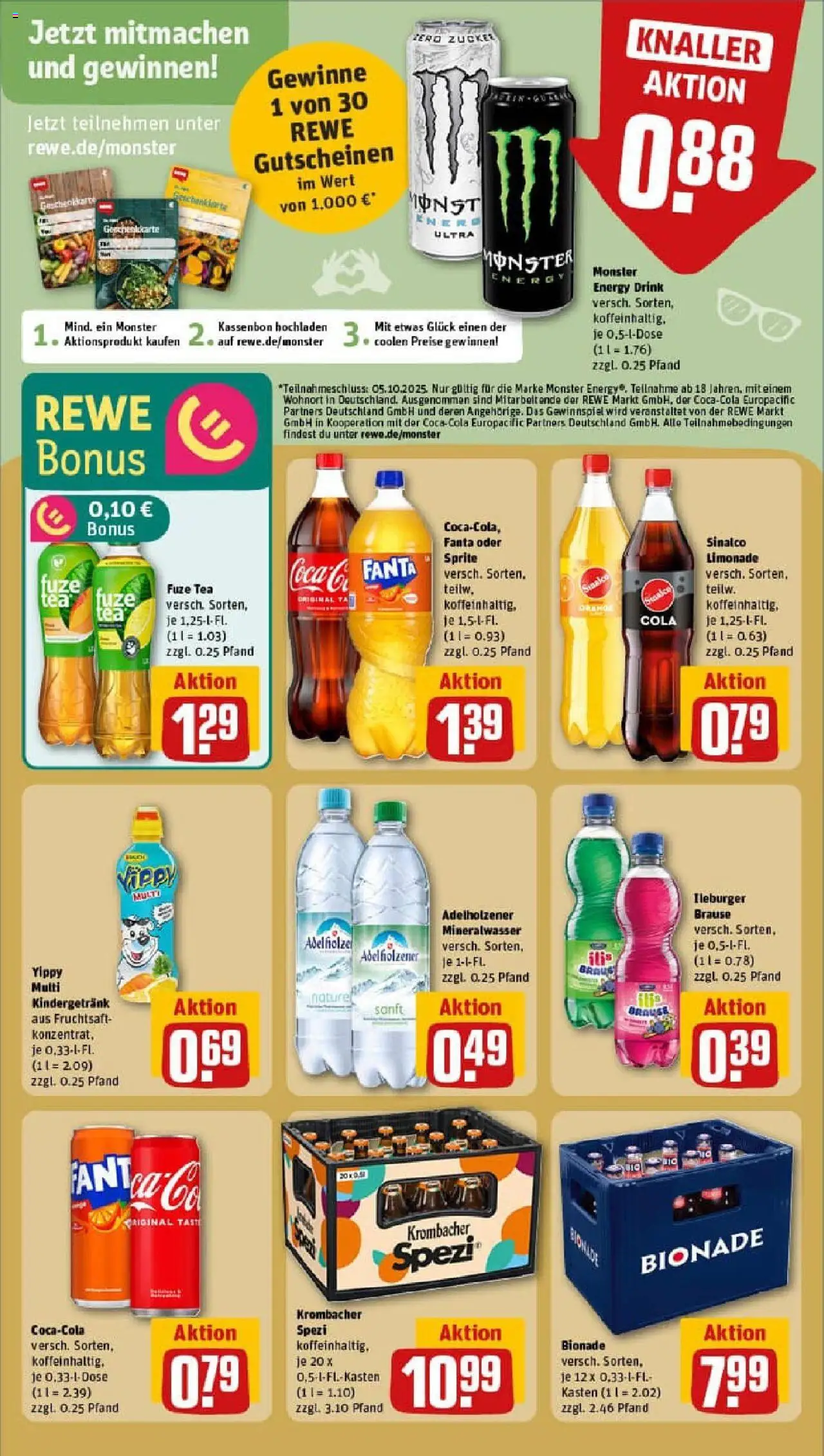 Rewe prospekt Steinach	 – gültig ab 21.09.2025 | Seite: 18 | Produkte: Fuze tea, Limonade, Monster, Fruchtsaft