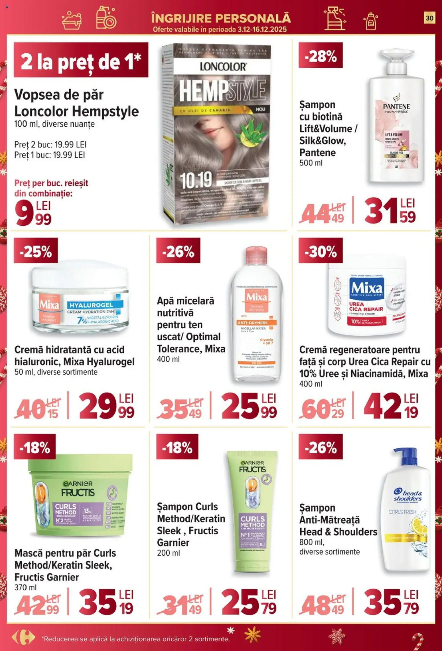 Noul catalog Carrefour – valabil de la 03.12.2025 | Pagină: 30 | Produse: Vopsea, Cremă, Apă, Vopsea de păr