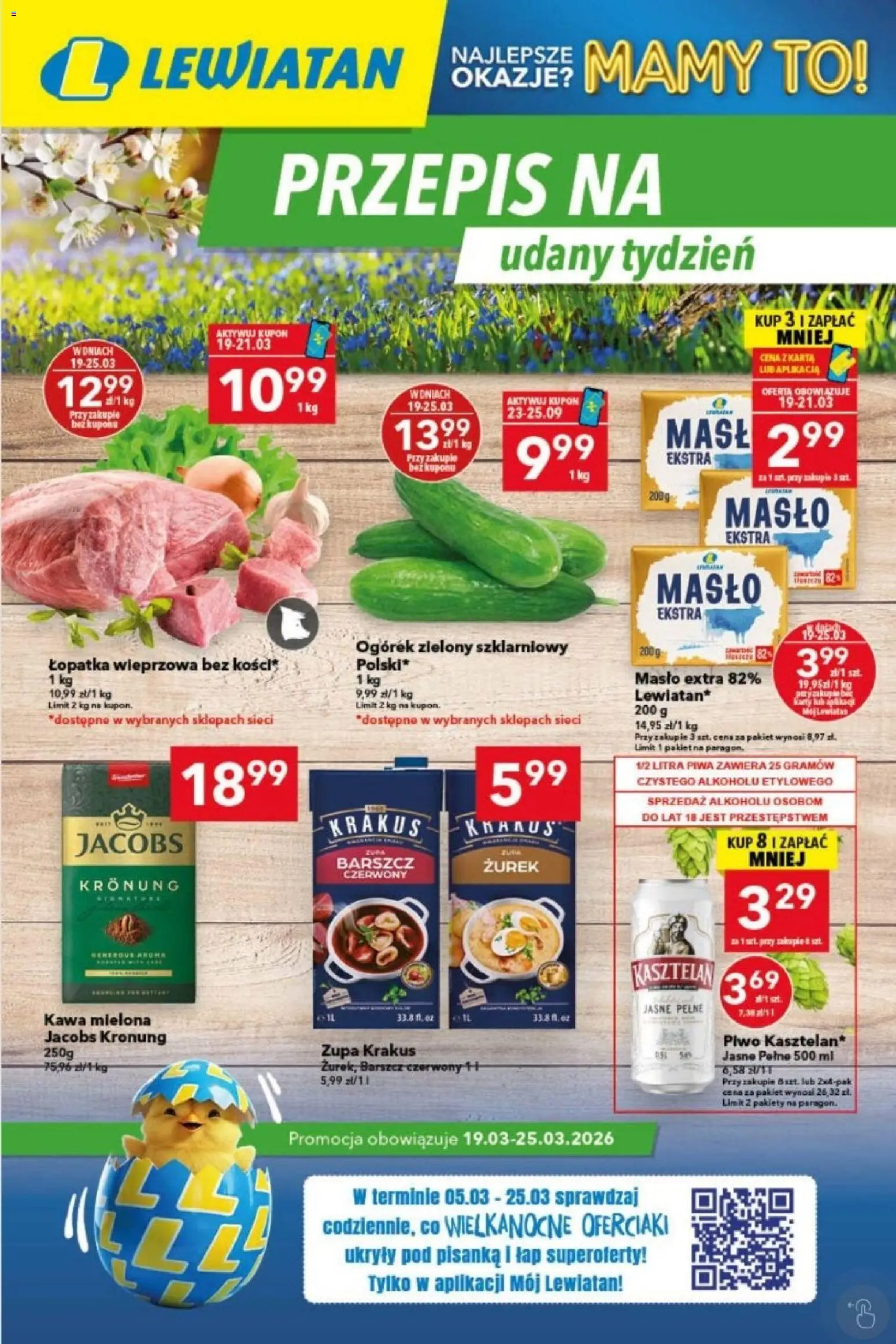 Lewiatan gazetka - Przepis na udany tydzień od 19.03.2026 | Strona: 1 | Produkty: Karta, Zurek, Masło, Kawa
