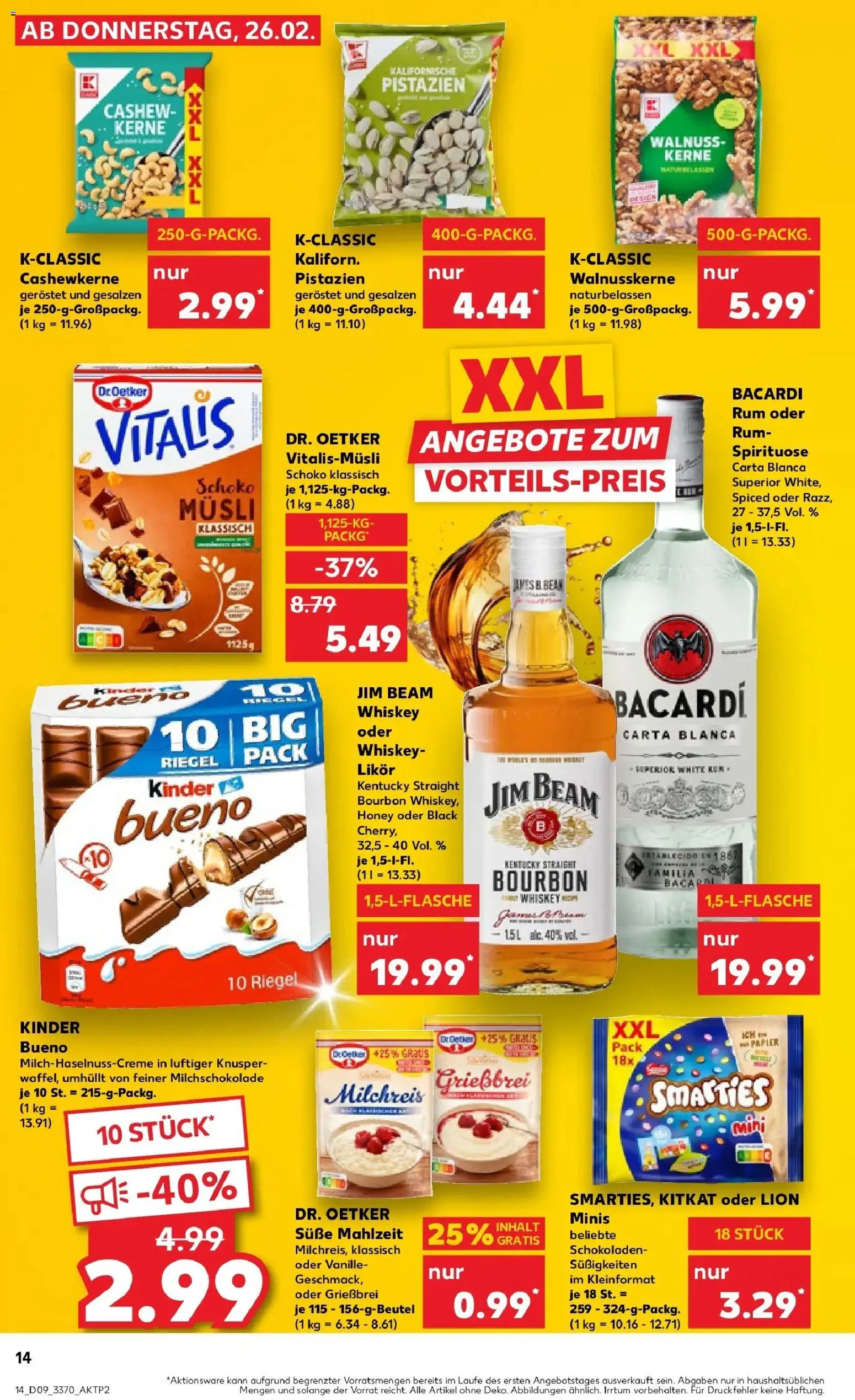 Kaufland prospekt Lutherstadt Wittenberg	 – gültig ab 26.02.2026 | Seite: 14 | Produkte: Jim beam, Rum, Kinder bueno, Süßigkeiten