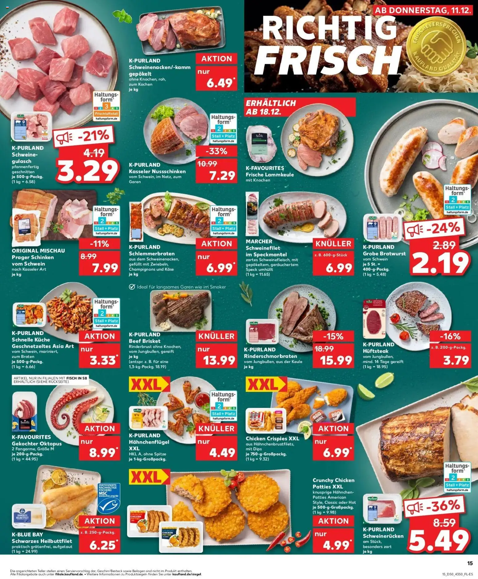 Kaufland prospekt Cottbus	 – gültig ab 11.12.2025 | Seite: 15 | Produkte: Hahnchen, Käse, Bratwurst, Küche