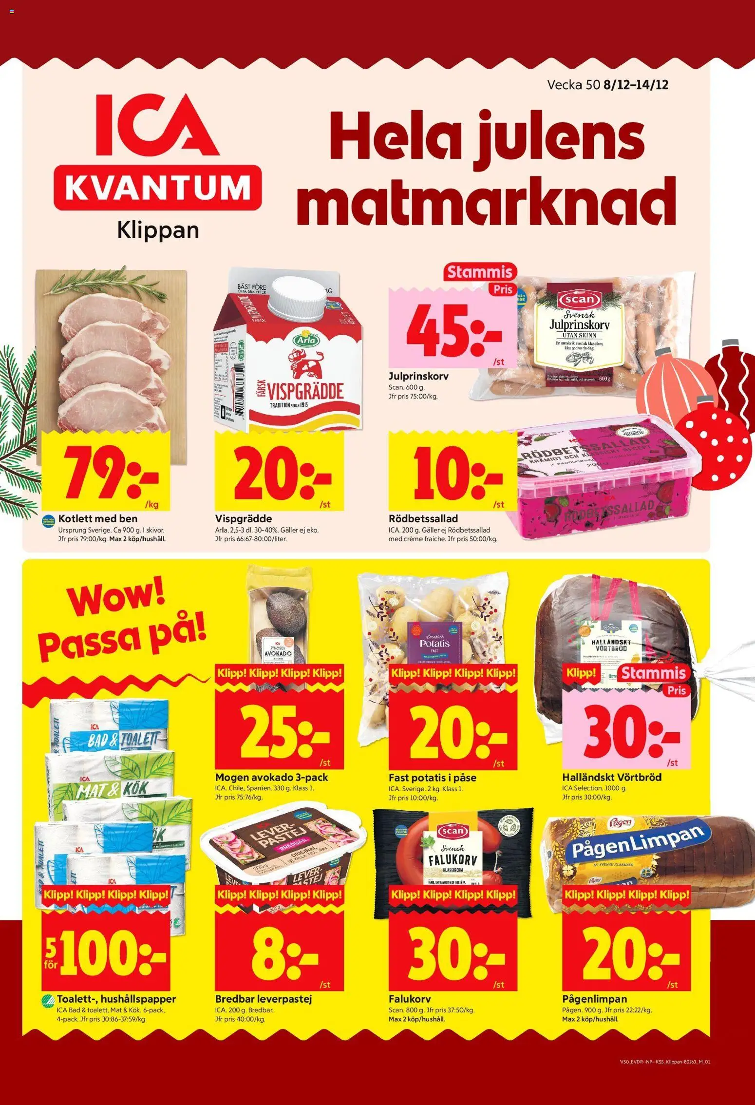 ICA Kvantum reklamblad aktuell från 08.12.2025 | Sida: 1 | Produkter: Rödbetssallad, Galler, Leverpastej, Toalett