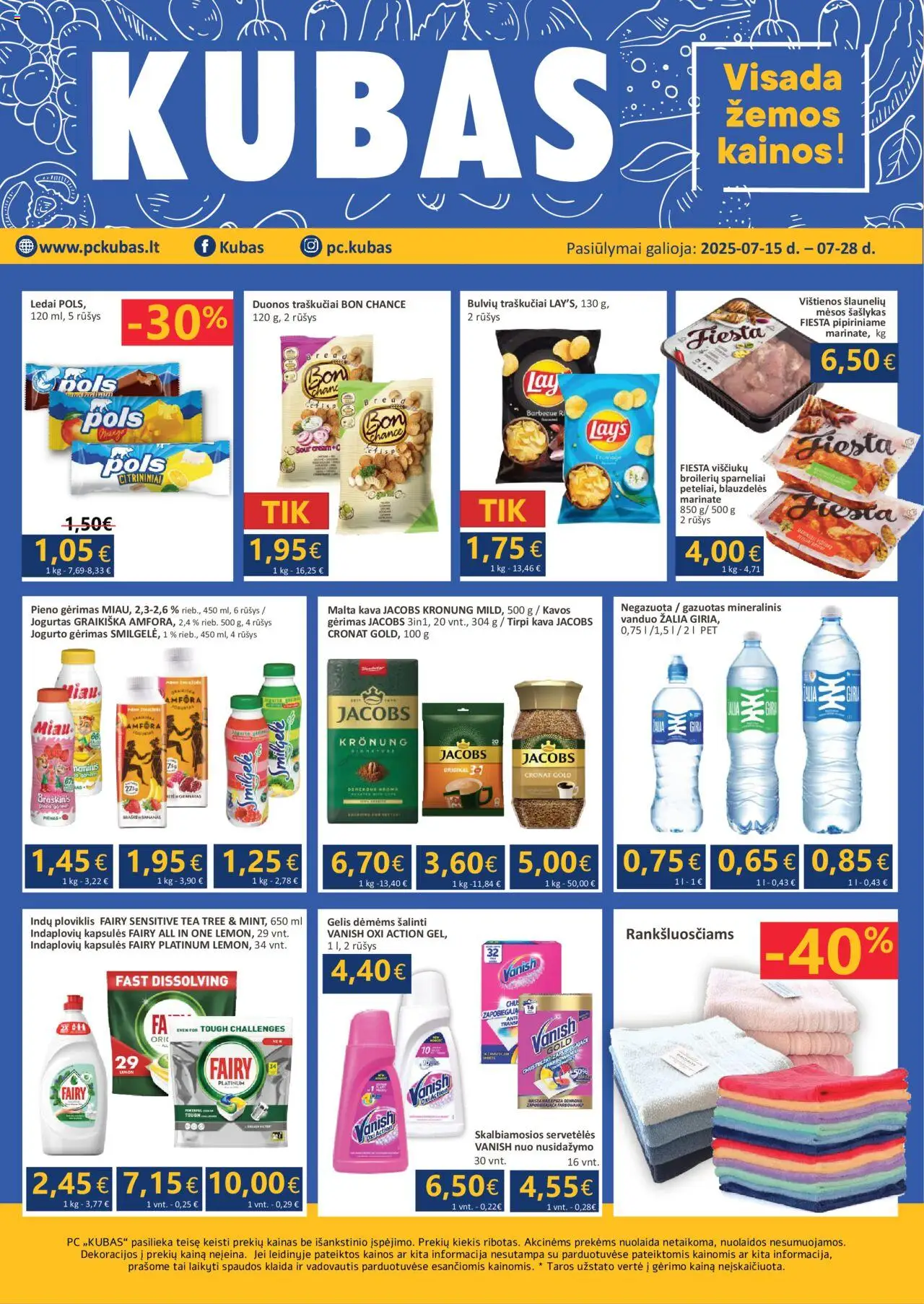Kubas leidinys│galioja nuo 15.07.2025 | Puslapis: 1 | Prekių: Ledai, Vištienos, Jogurto gėrimas, Ploviklis