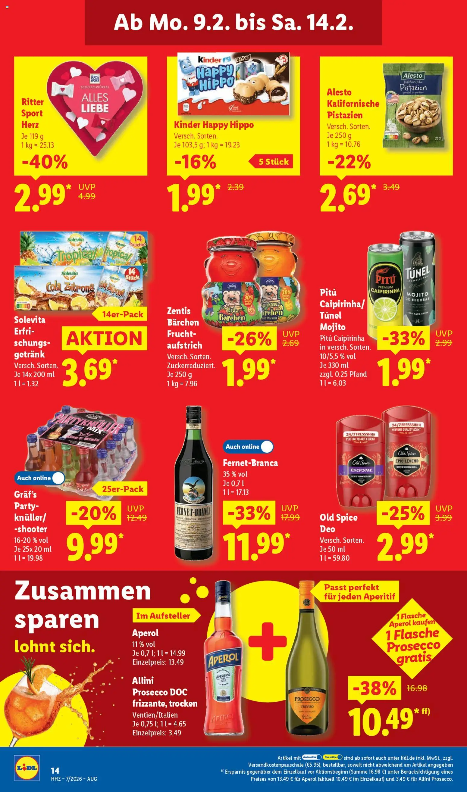 Lidl Prospekt Donauwörth – gültig ab 09.02.2026 | Seite: 24 | Produkte: Cola, Pistazien, Pfirsich, Aperol