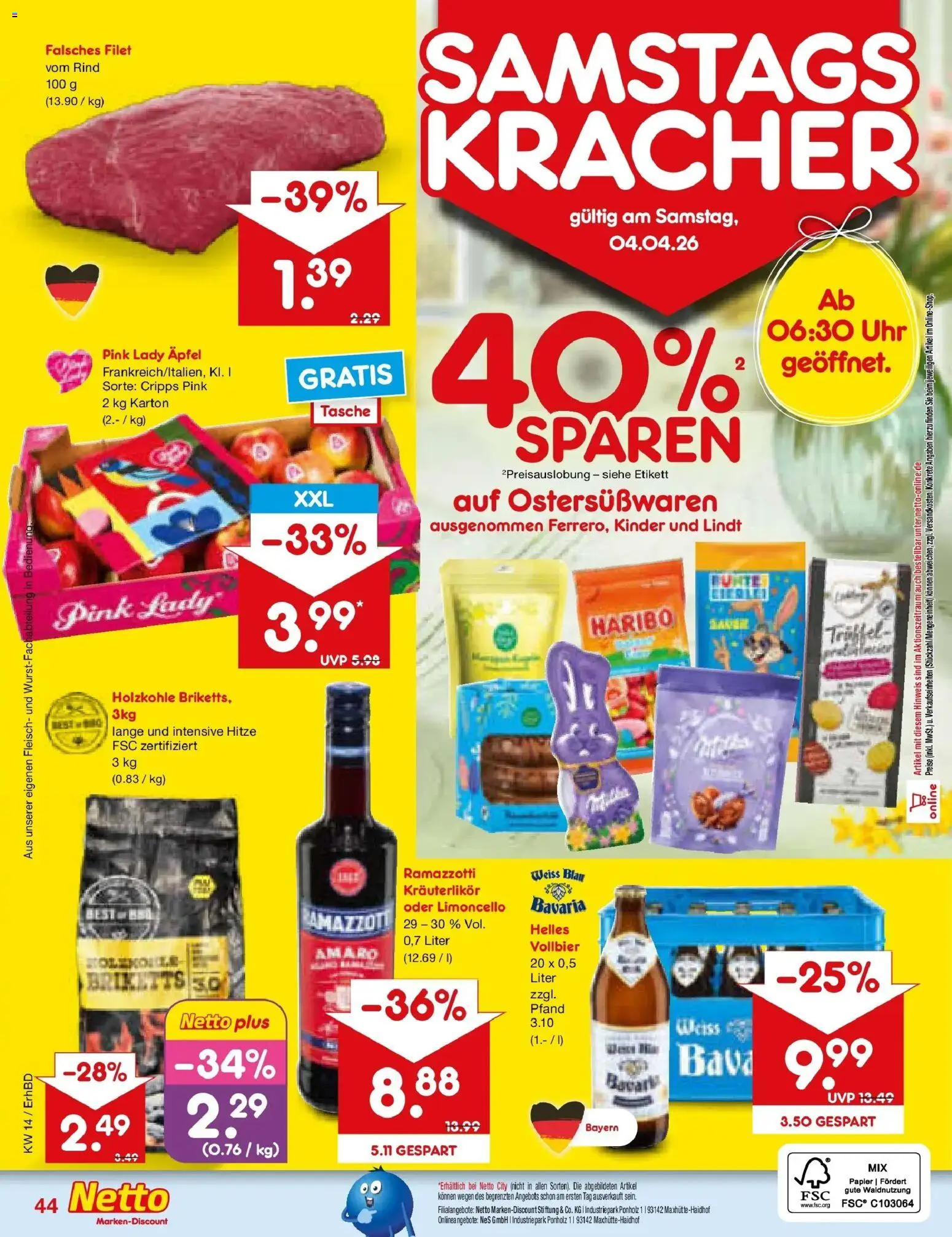 Netto Marken-Discount Prospekt Ergolding	 – gültig ab 29.03.2026 | Seite: 58 | Produkte: Äpfel, Lindt, Fleisch, Uhr
