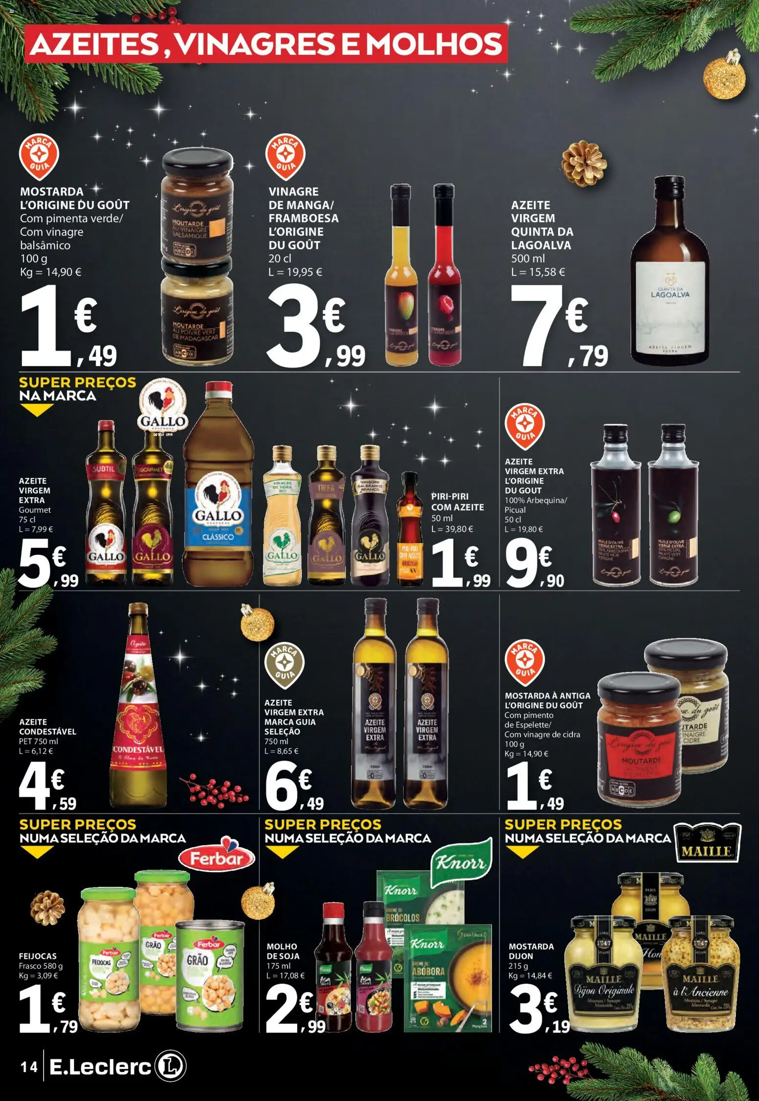 E.Leclerc folheto │ válido de 09.12.2025 | Página: 14 | Produtos: Vinagre, Azeite, Abóbora, Creme