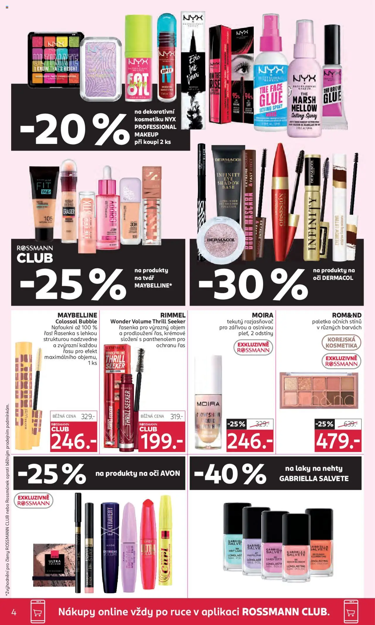 Rossmann leták od 27.08.2025 | Strana: 4 | Produkty: Maybelline, Nehty, Rozjasňovač, Řasenka