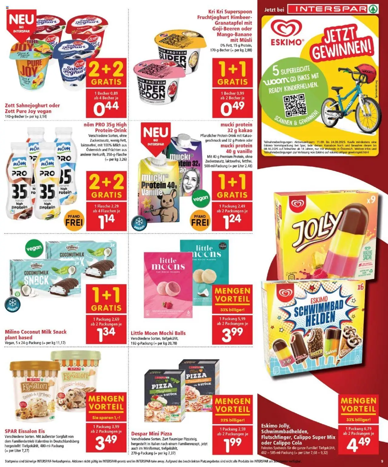 Interspar Flugblatt - Burgenland Nord gültig ab 11.09.2025 | Seite: 9 | Produkte: Sahne, Eis, Milch, Pizza
