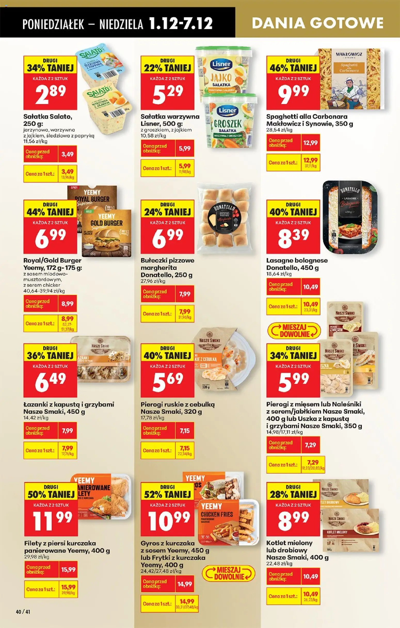 Biedronka gazetka od 01.12.2025 | Strona: 54 | Produkty: Pierogi, Uszka z kapustą i grzybami, Lasagne bolognese, Sałatka