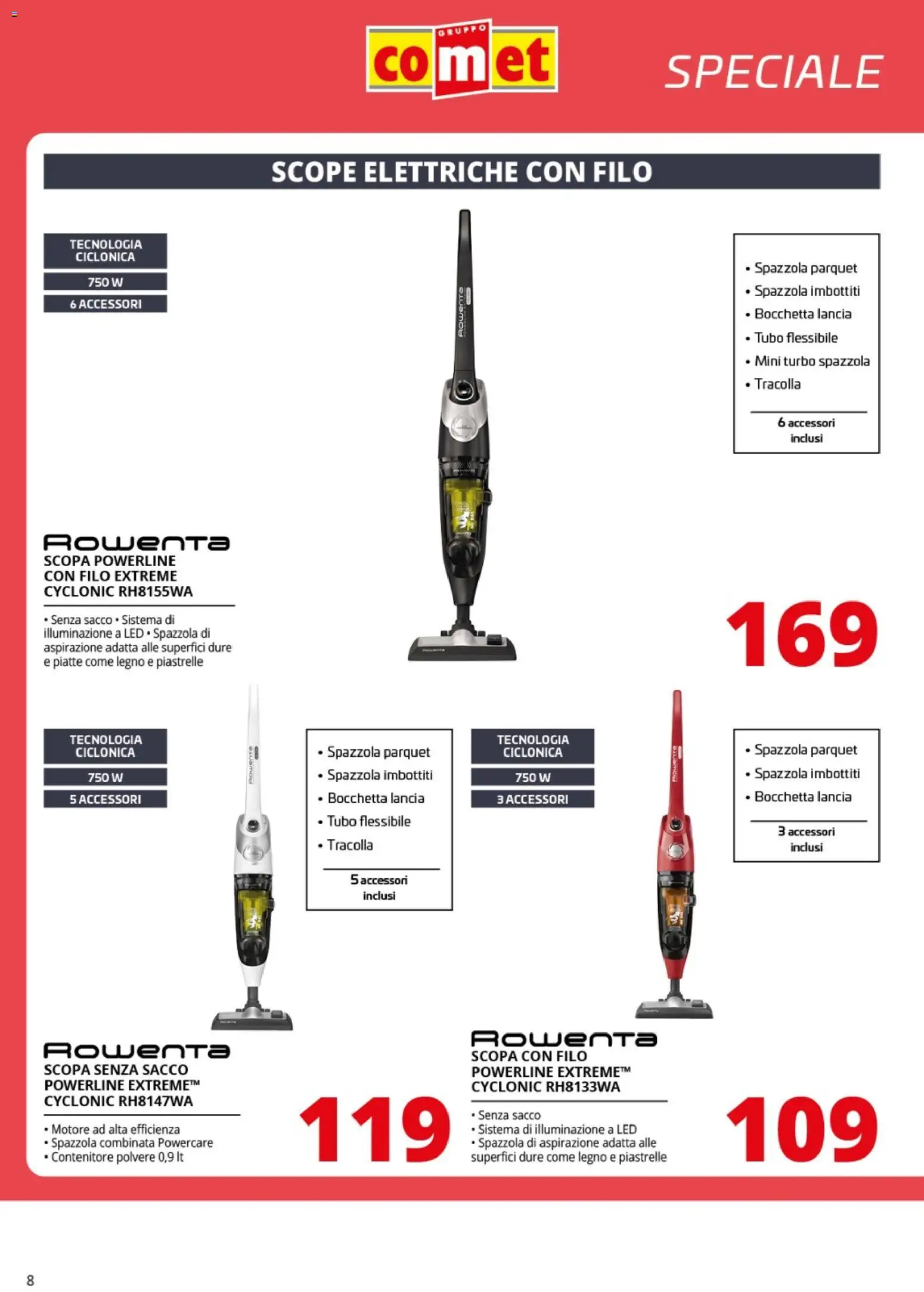 Volantino Comet del 06.03.2026 | Pagina: 8 | Prodotti: Tubo, Piastrelle, Scopa, Contenitore