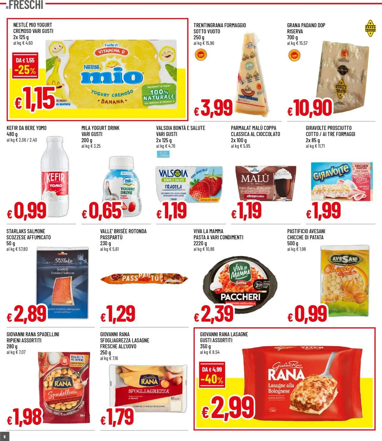 Volantino Galassia del 02.10.2025 | Pagina: 8 | Prodotti: Mozzarella, Pasta, Grana Padano, Farro