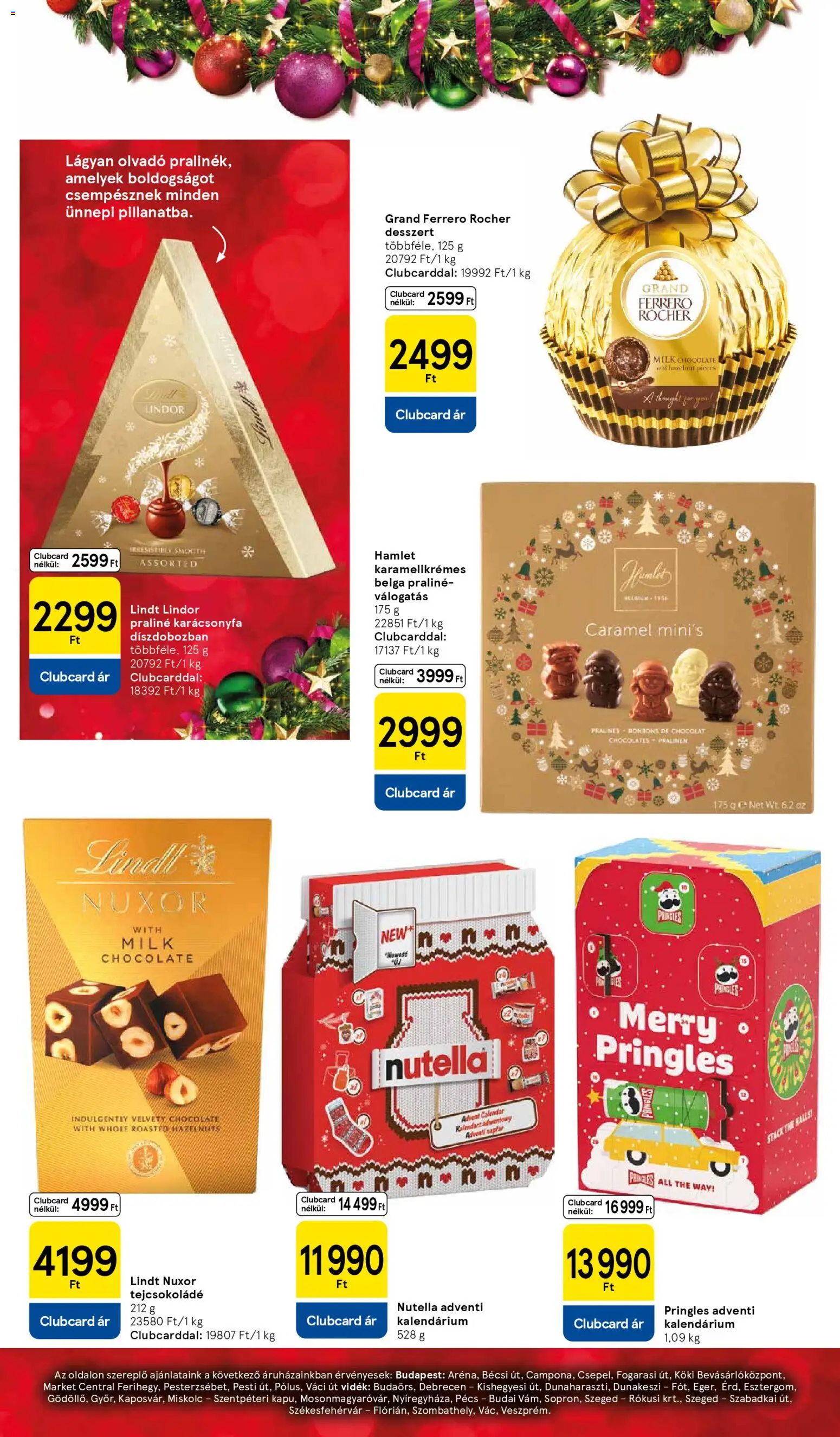 Tesco akciós ujság - amely érvényes a következő dátumtól: 06.11.2025 | Oldal: 4 | Termékek: Pringles, Karácsonyfa, Ferrero rocher, Praliné