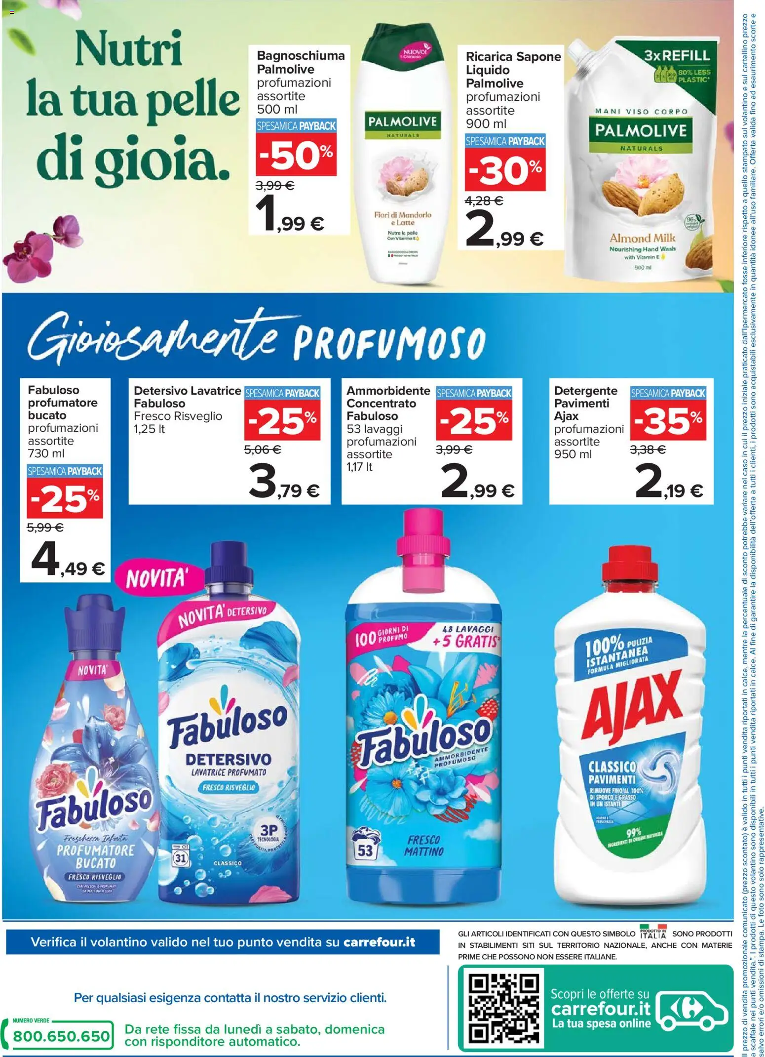 Volantino Carrefour del 07.11.2025 | Pagina: 2 | Prodotti: Bagnoschiuma, Detergente, Latte, Lavatrice