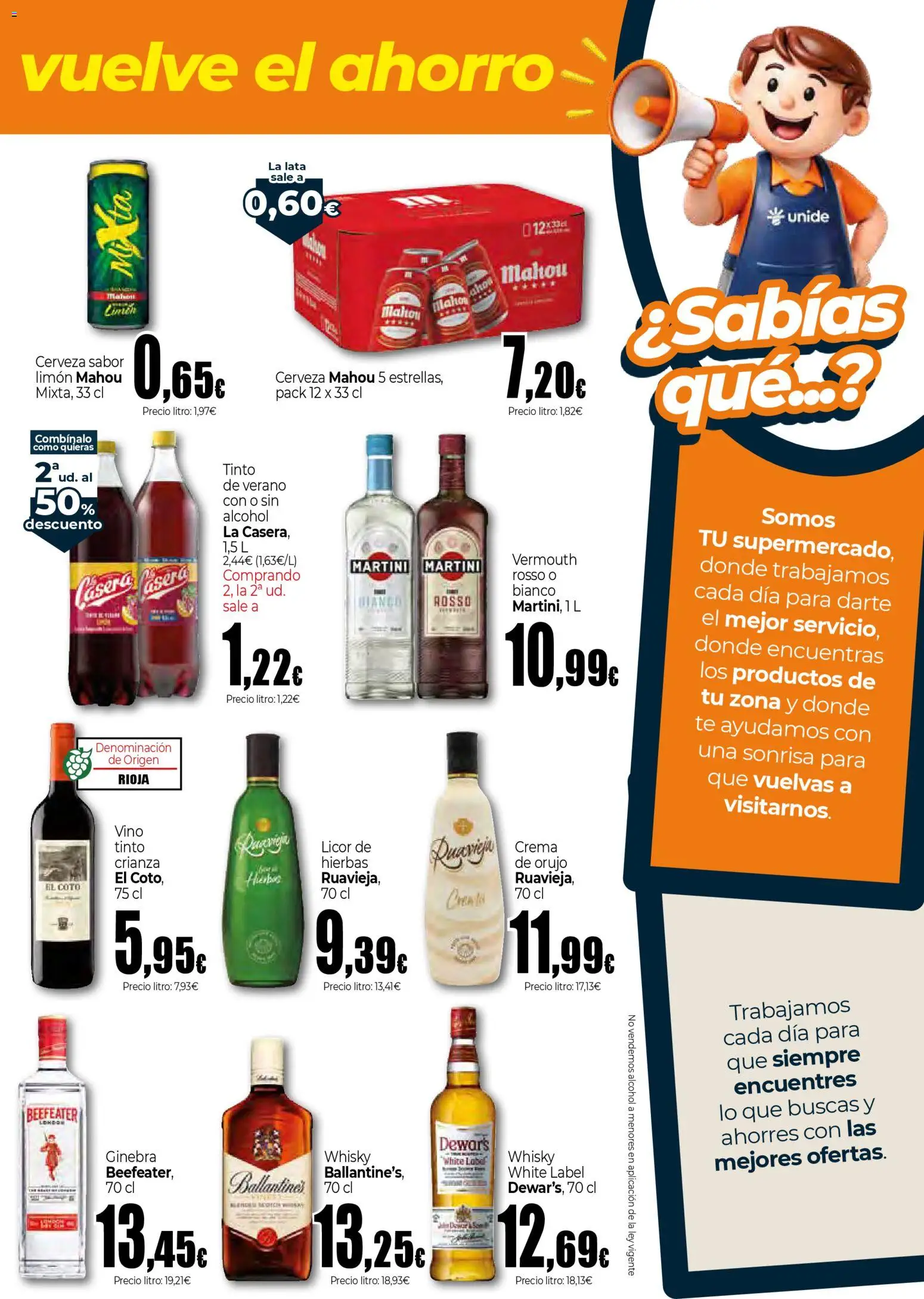 Unide - Vuelve Goyo, vuelve el ahorro Supermercados │ válido desde el 26.03.2026 | Página: 5 | Productos: Cerveza, Ginebra, Crema, Ρούτερ