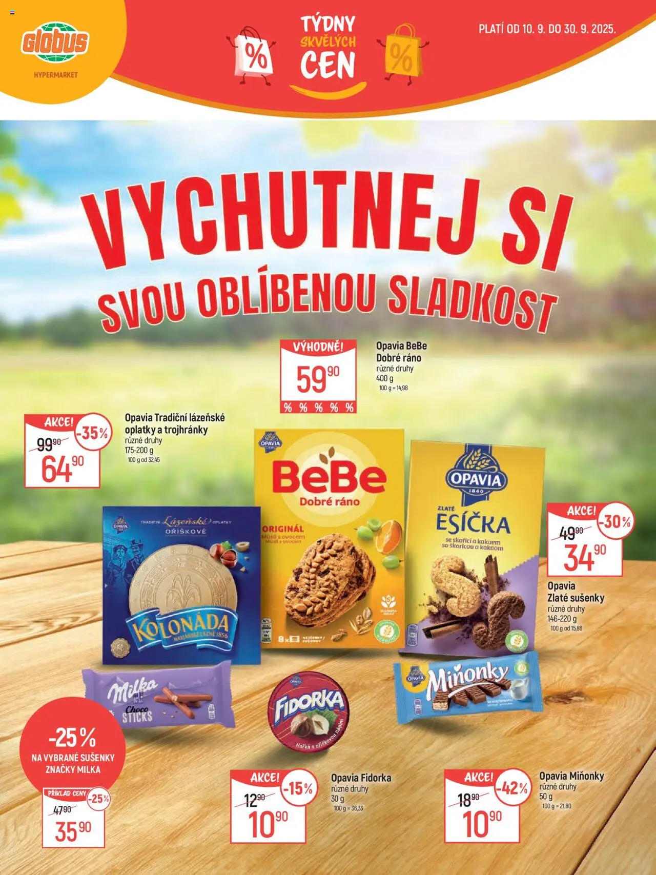 Globus leták - Brno od 10.09.2025 | Strana: 13 | Produkty: Milka, Esíčka, Lázeňské oplatky, Oplatky