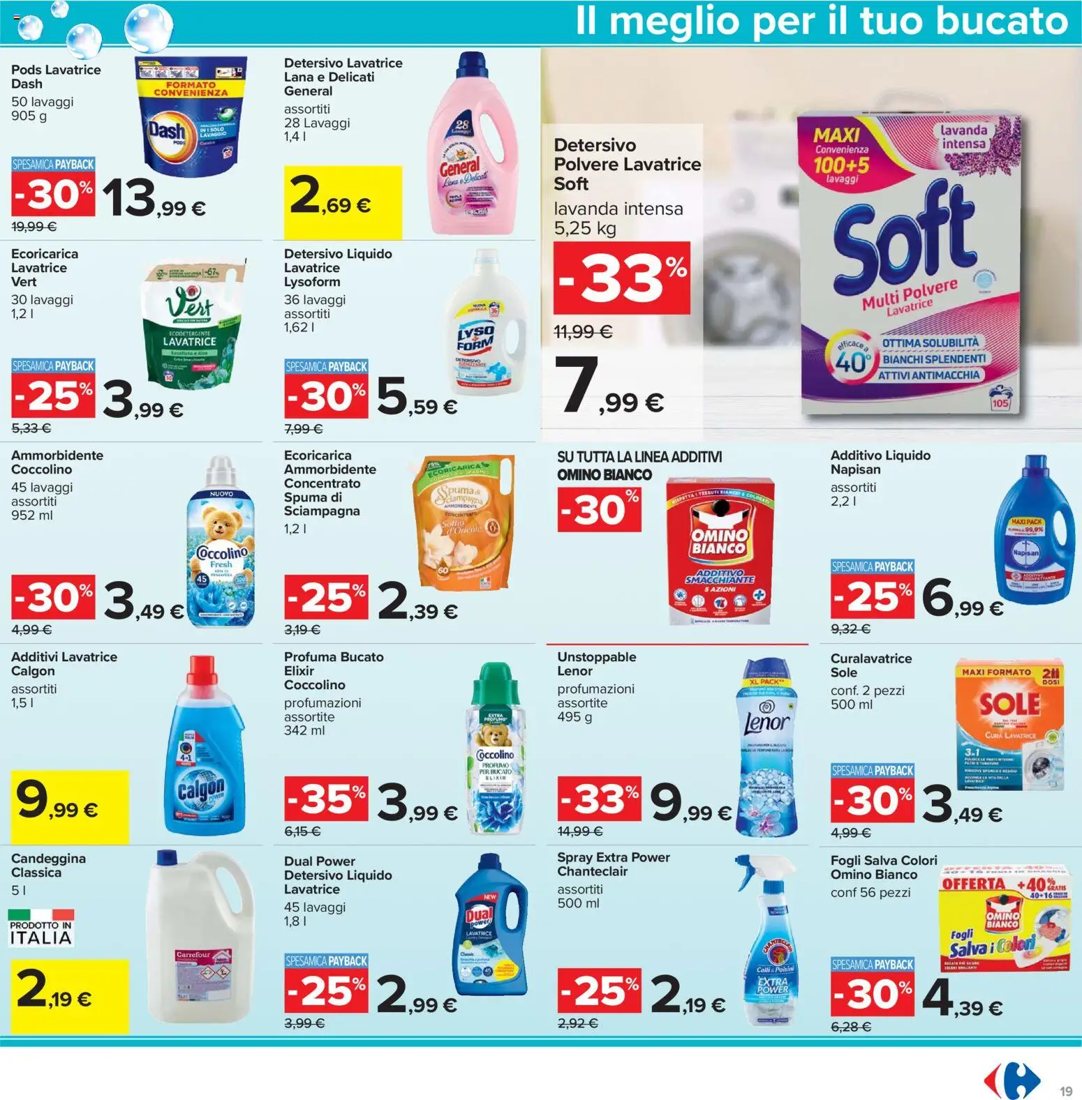 Volantino Carrefour del 07.04.2026 | Pagina: 19 | Prodotti: Ammorbidente, Candeggina, Lavatrice, Lavanda