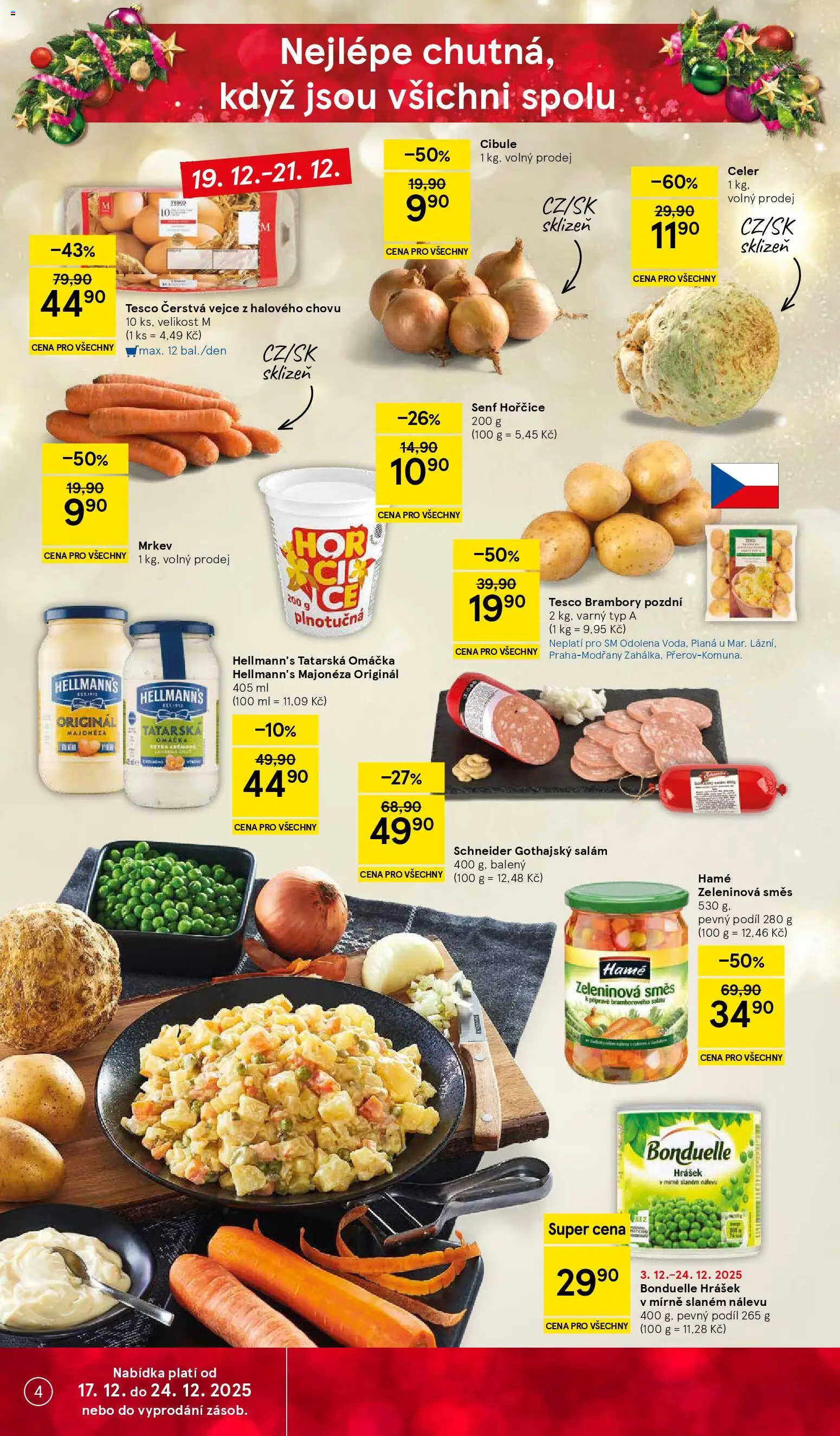 Tesco leták - Supermarket od 17.12.2025 | Strana: 4 | Produkty: Vejce, Hořčice, Hrášek, Tatarská omáčka