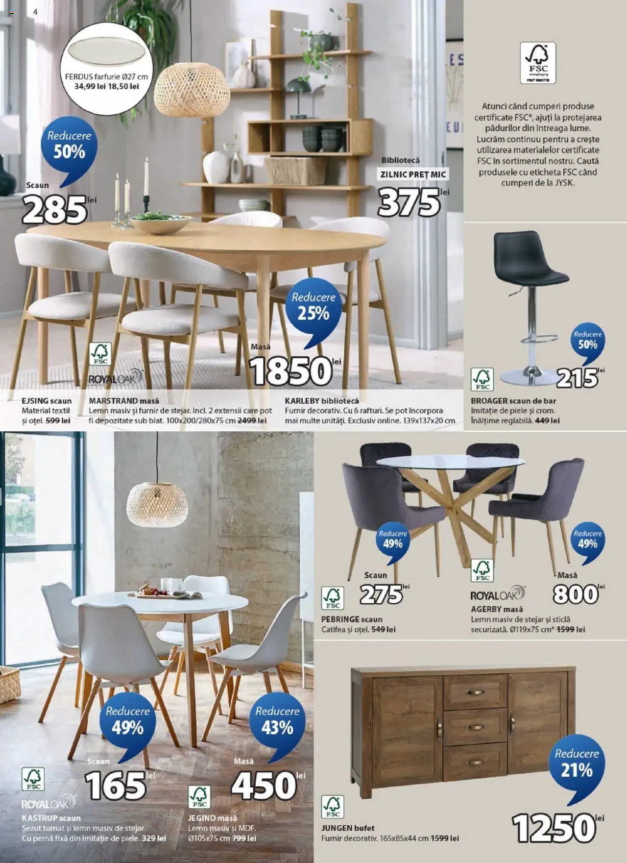Noul catalog JYSK – valabil de la 26.09.2025 | Pagină: 4 | Produse: Pernă, Scaun, Bufet, Scaun de bar