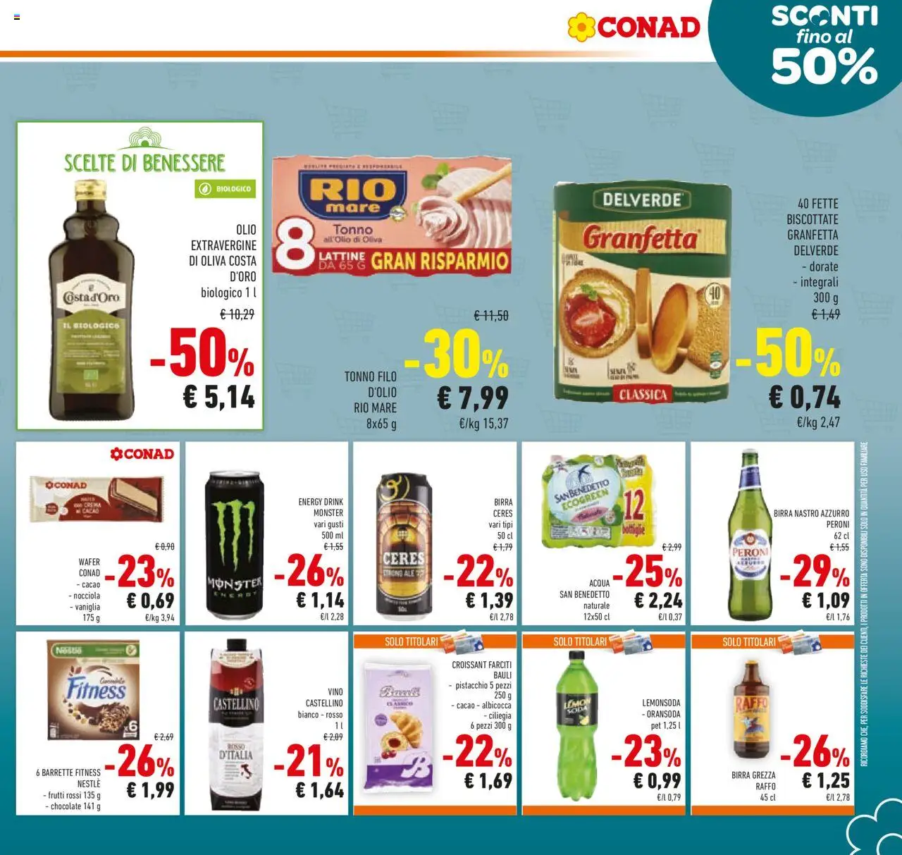 Volantino Conad del 27.08.2025 | Pagina: 17 | Prodotti: Acqua, Olive, Vino, Fette biscottate