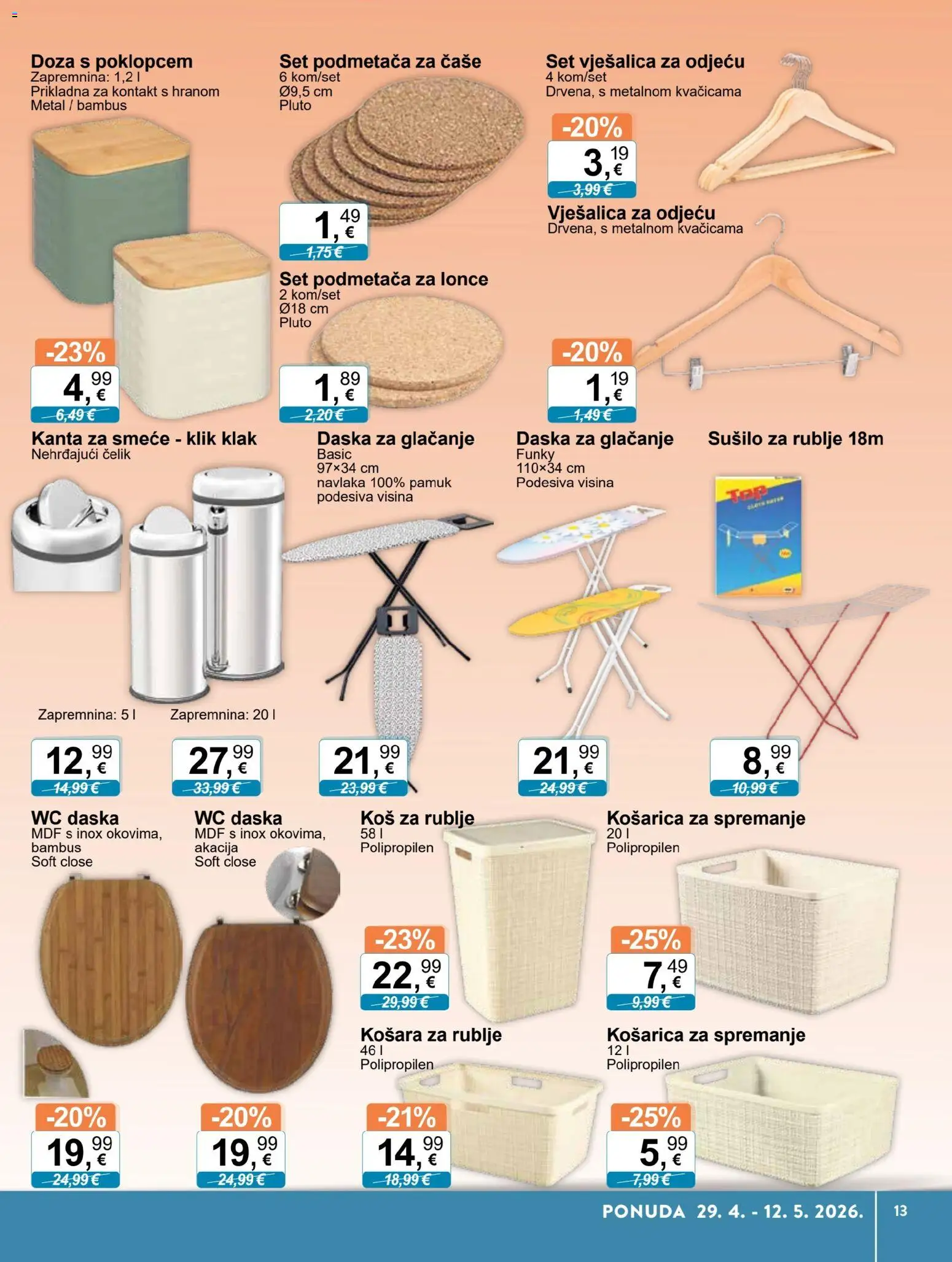 KTC katalog | vrijedi od 29.04.2026 | Stranica: 10 | Proizvodi: Košara, Vješalica, WC daska, Sušilo za rublje
