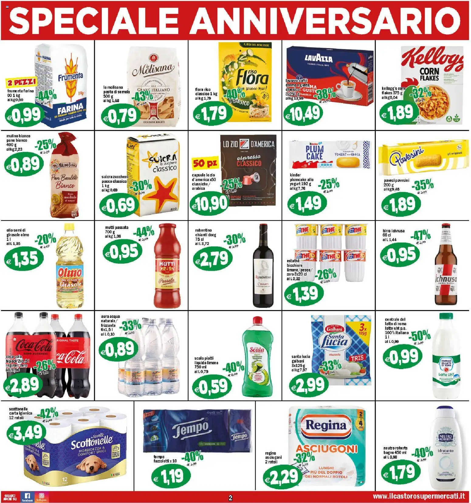 Volantino Il Castoro del 17.10.2025 | Pagina: 2 | Prodotti: Crema, Caffè, Latte, Coca Cola
