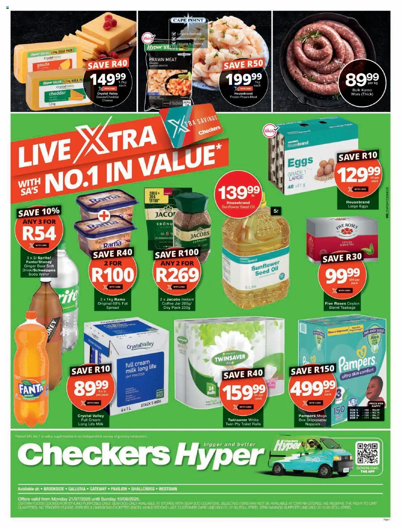 Checkers KwaZulu-Natal - Hyper July Month-End Promotion │ valid from 21.07.2025 | Page: 1 | Products: Toilet, Milk, Coffee, Water