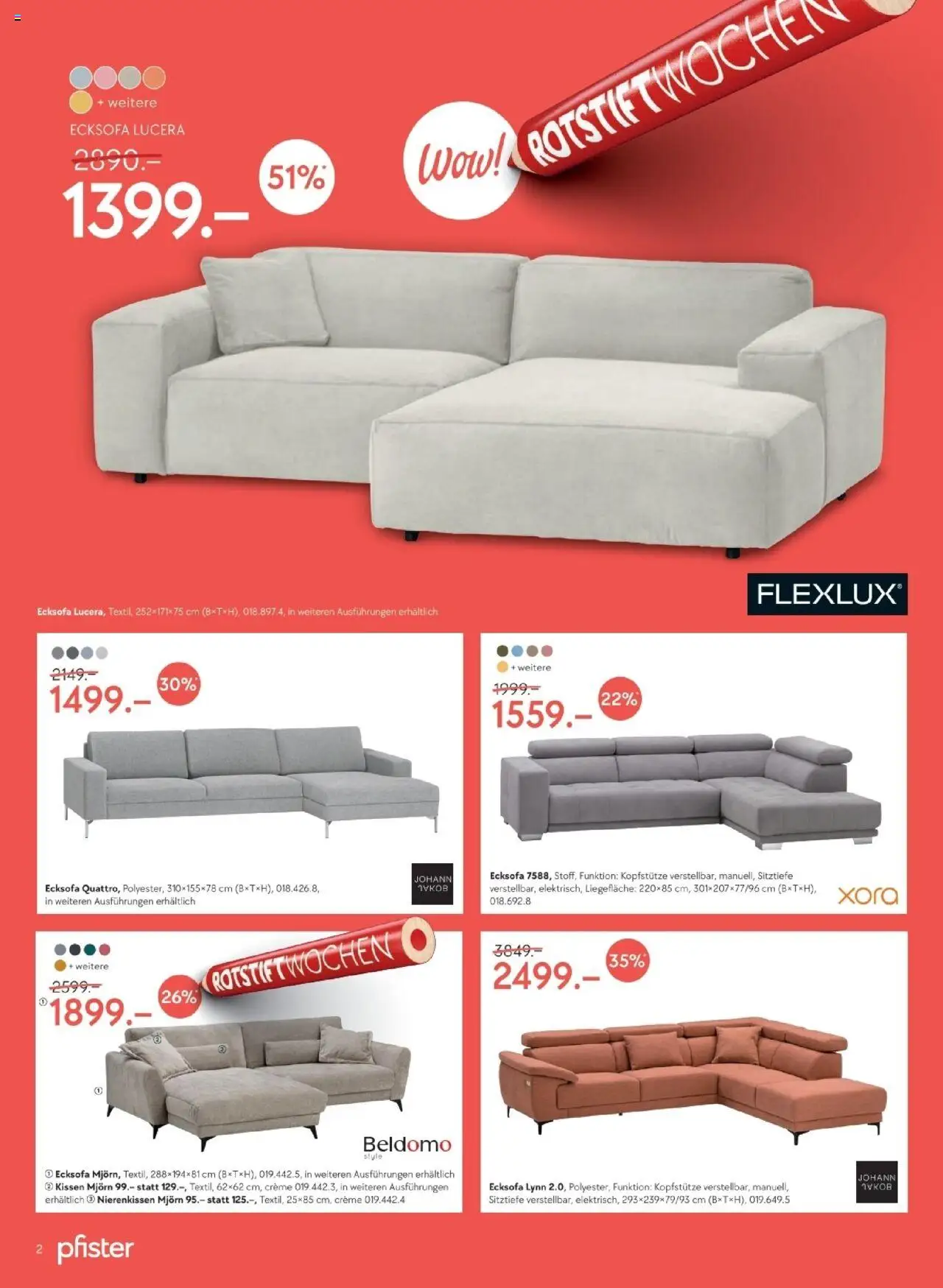 Pfister Aktionen ab 17.06.2025 | Seite: 2 | Produkte: Kissen, Ecksofa, Creme