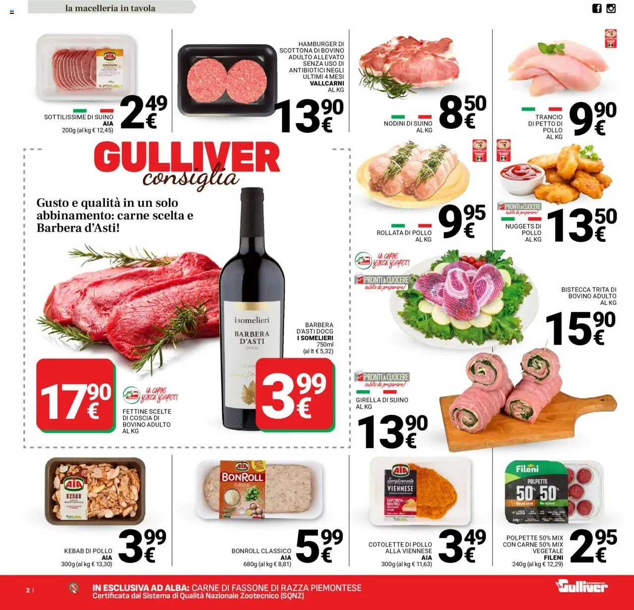 Volantino Gulliver del 09.09.2025 | Pagina: 2 | Prodotti: Bovino, Suino, Hamburger, Polpette