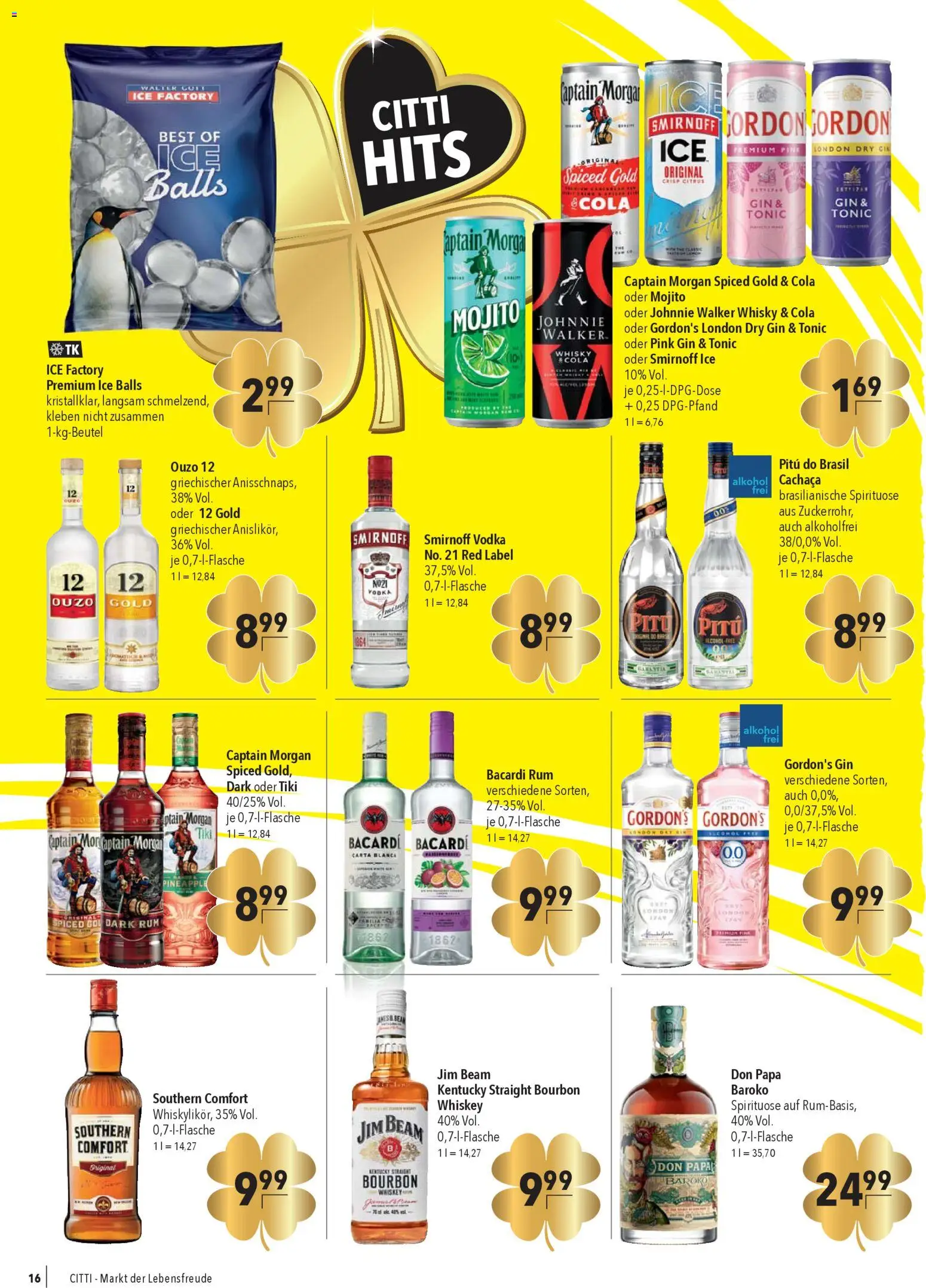 CITTI Markt Prospekt 	 – gültig ab 27.12.2025 | Seite: 16 | Produkte: Whisky, Ouzo, Southern comfort, Bourbon