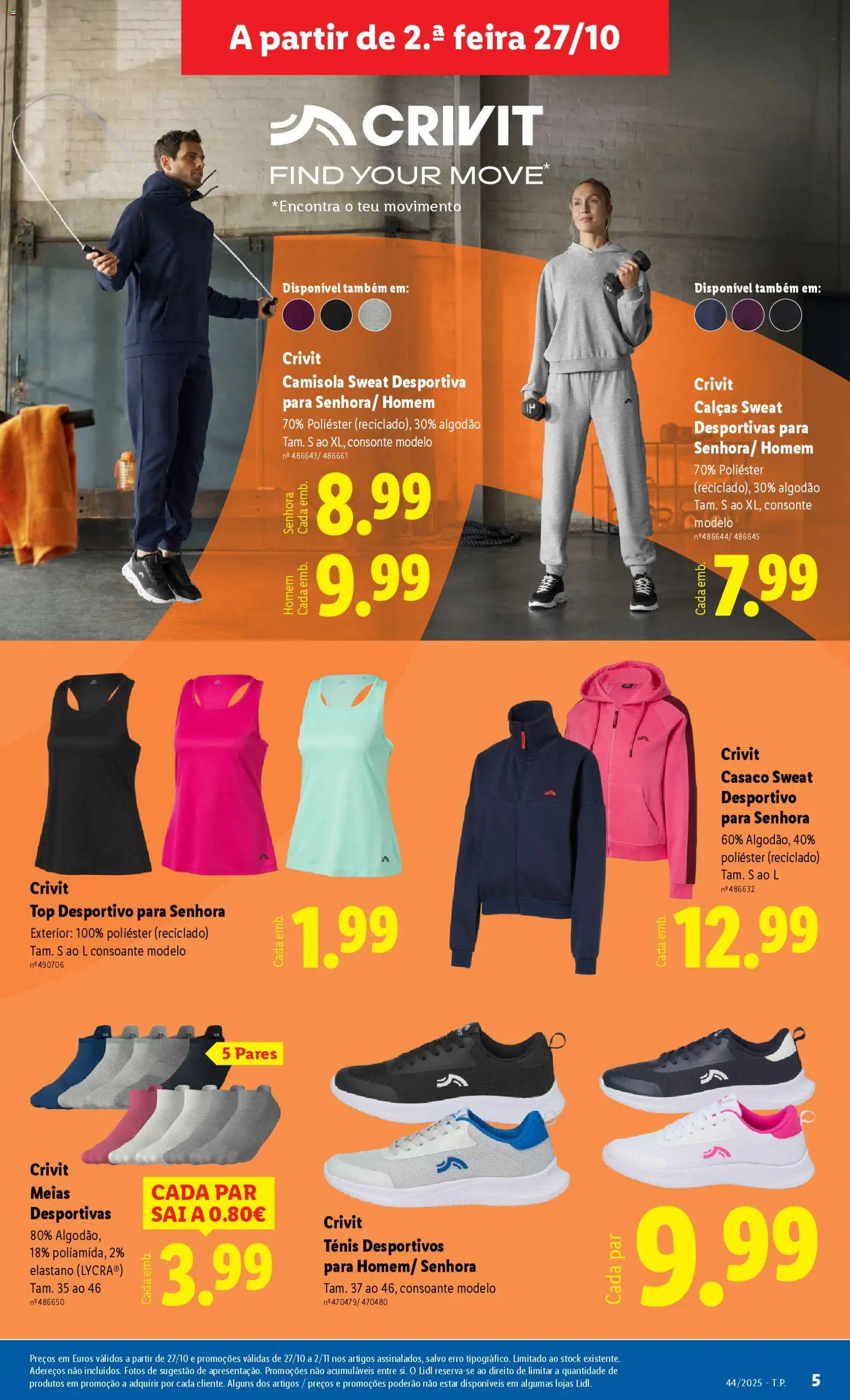 Lidl Novidades │ válido de 27.10.2025 | Página: 5 | Produtos: Casaco, Algodão, Calças, Meias