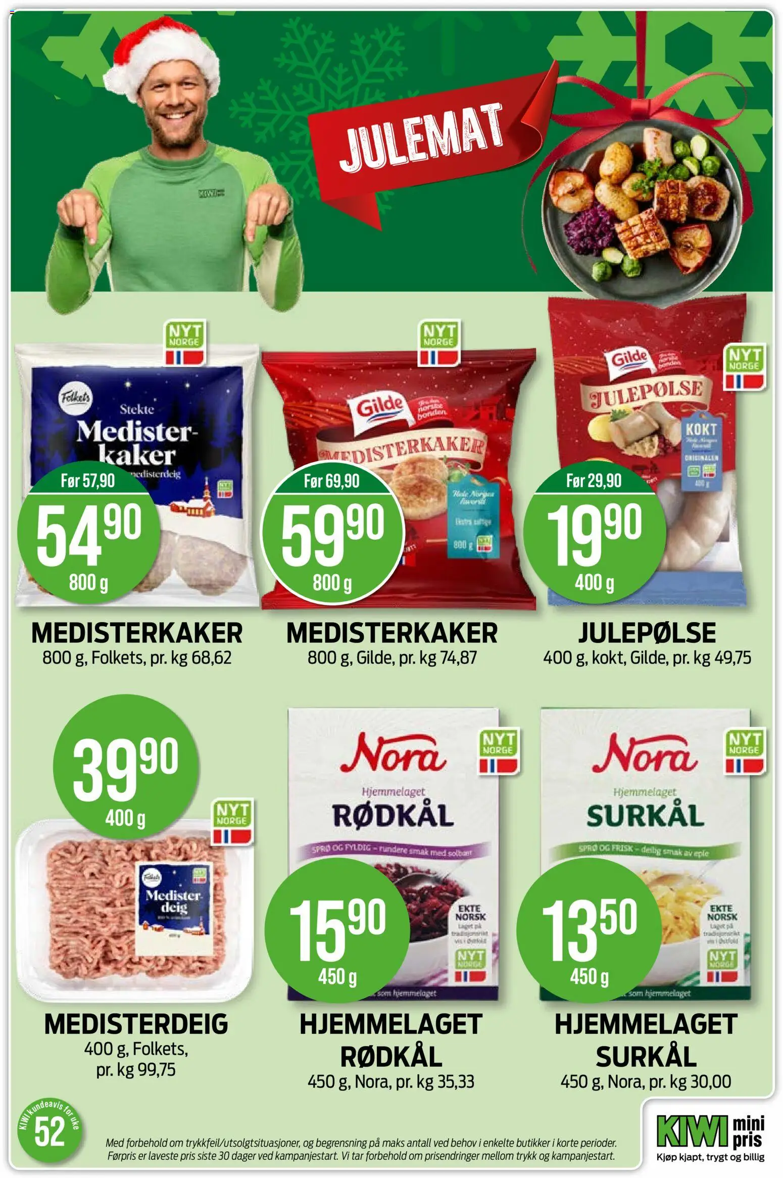 {H1} | Side: 5 | Produkter: Glove, Kiwi, Medisterdeig, Medisterkaker