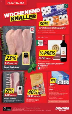 Denner Pouletbrust, ca. 500 g, per 100 g – gültig ab 09.09.2025 | Seite: 24 | Produkte: Pouletbrust, Toilettenpapier