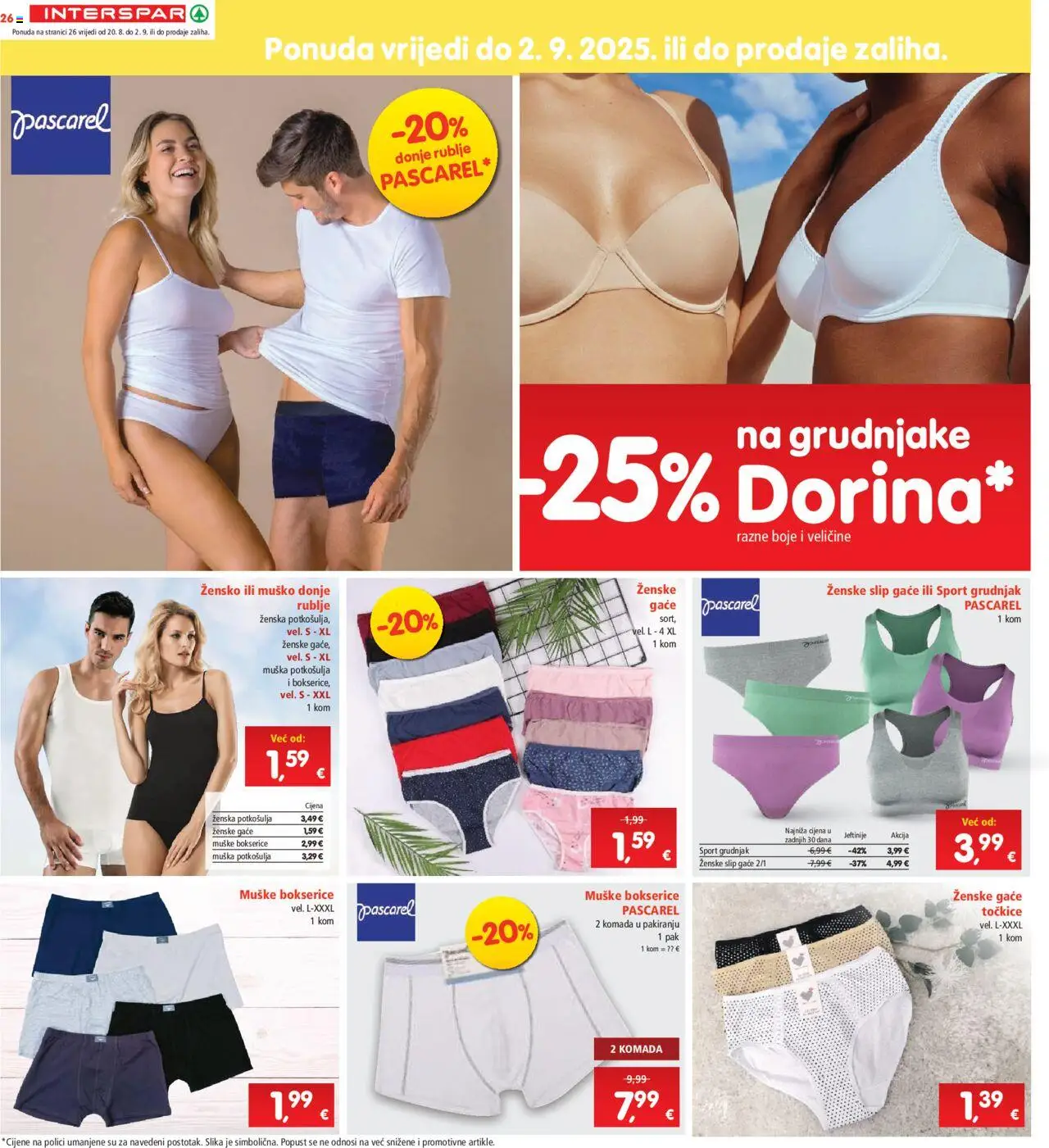 Interspar katalog | vrijedi od 20.08.2025 | Stranica: 26 | Proizvodi: Donje rublje, Grudnjak, Bokserice