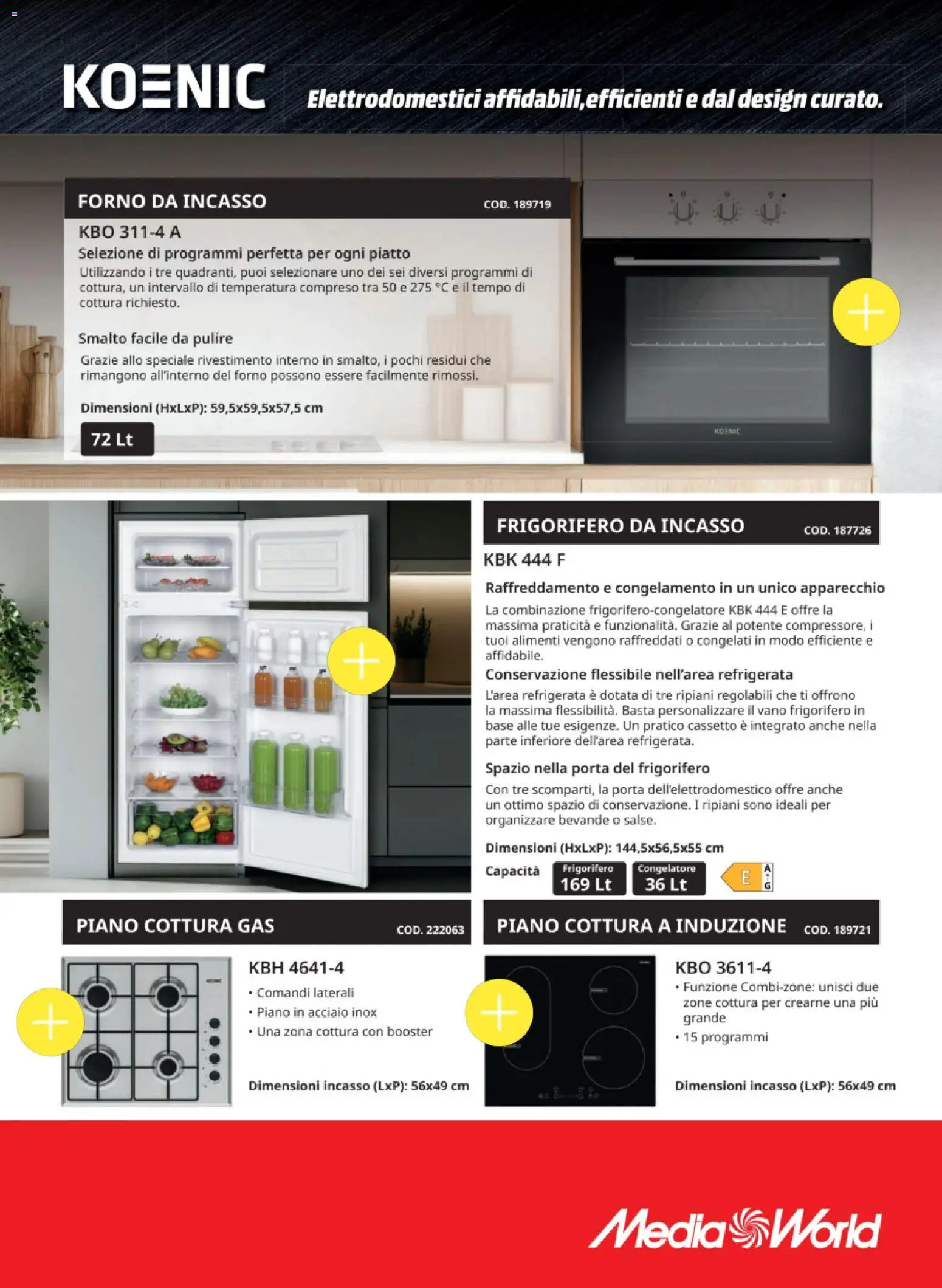 Volantino Media World del 25.11.2025 | Pagina: 61 | Prodotti: Piano cottura, Frigorifero, Piatto, Forno