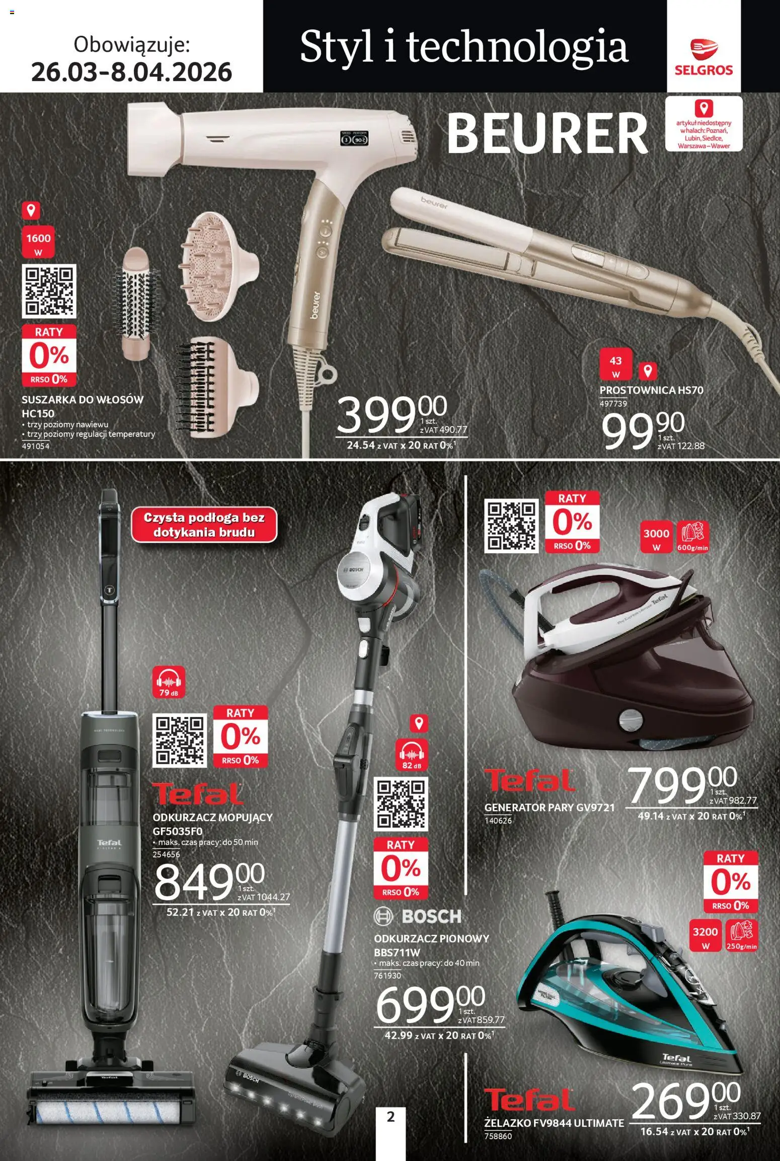 Selgros cash&carry gazetka - Premium od 26.03.2026 | Strona: 2 | Produkty: Suszarka, Suszarka do włosów, Prostownica, Odkurzacz pionowy