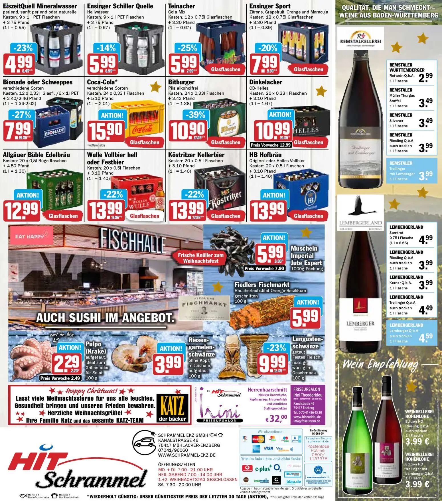 HIT Prospekt Baden-Württemberg – gültig ab 22.12.2025 | Seite: 23 | Produkte: Bitburger, Kostritzer, Garnelen, Mineralwasser