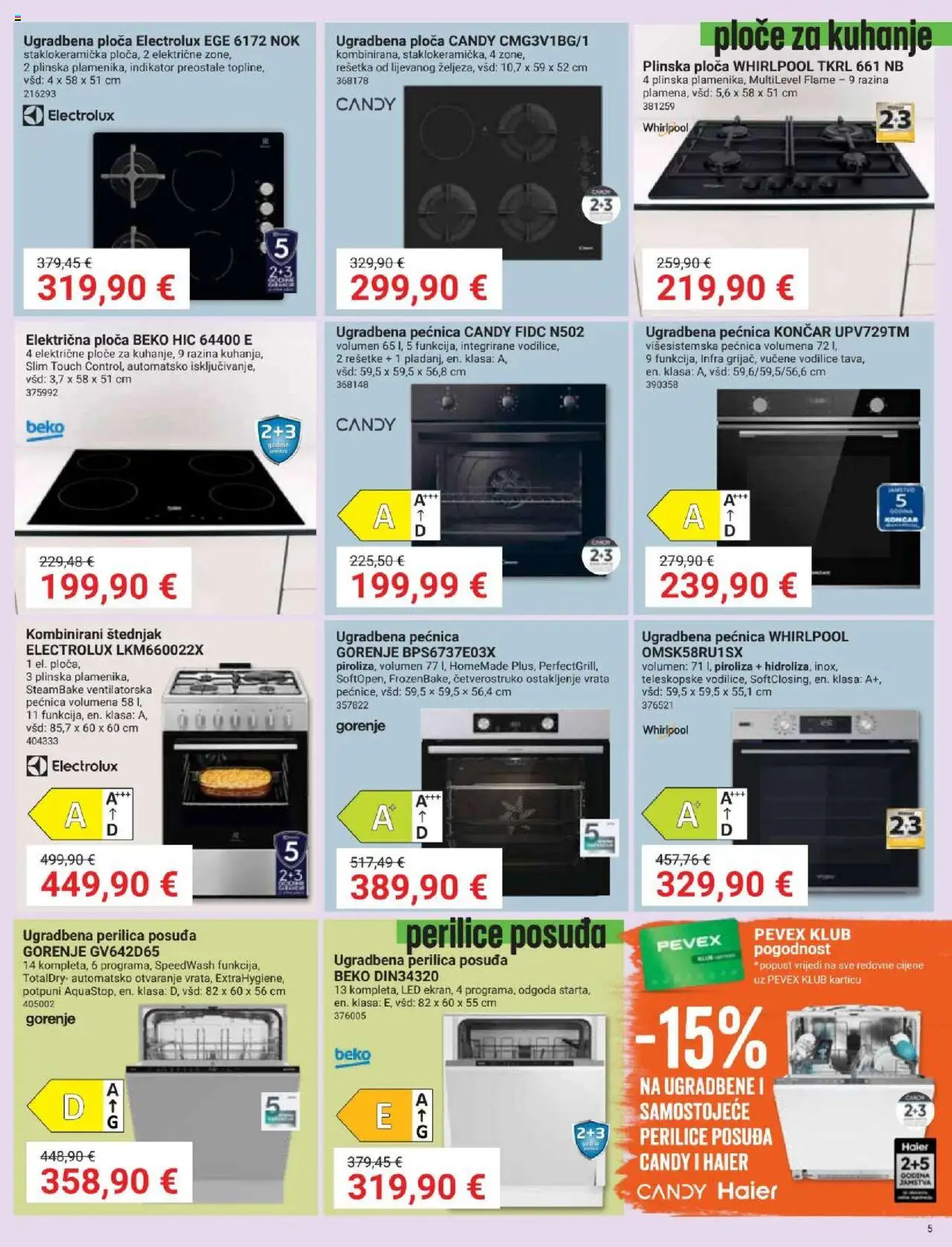 Pevex katalog | vrijedi od 25.09.2025 | Stranica: 5 | Proizvodi: Perilica posuđa, Vrata, Pećnica, Štednjak