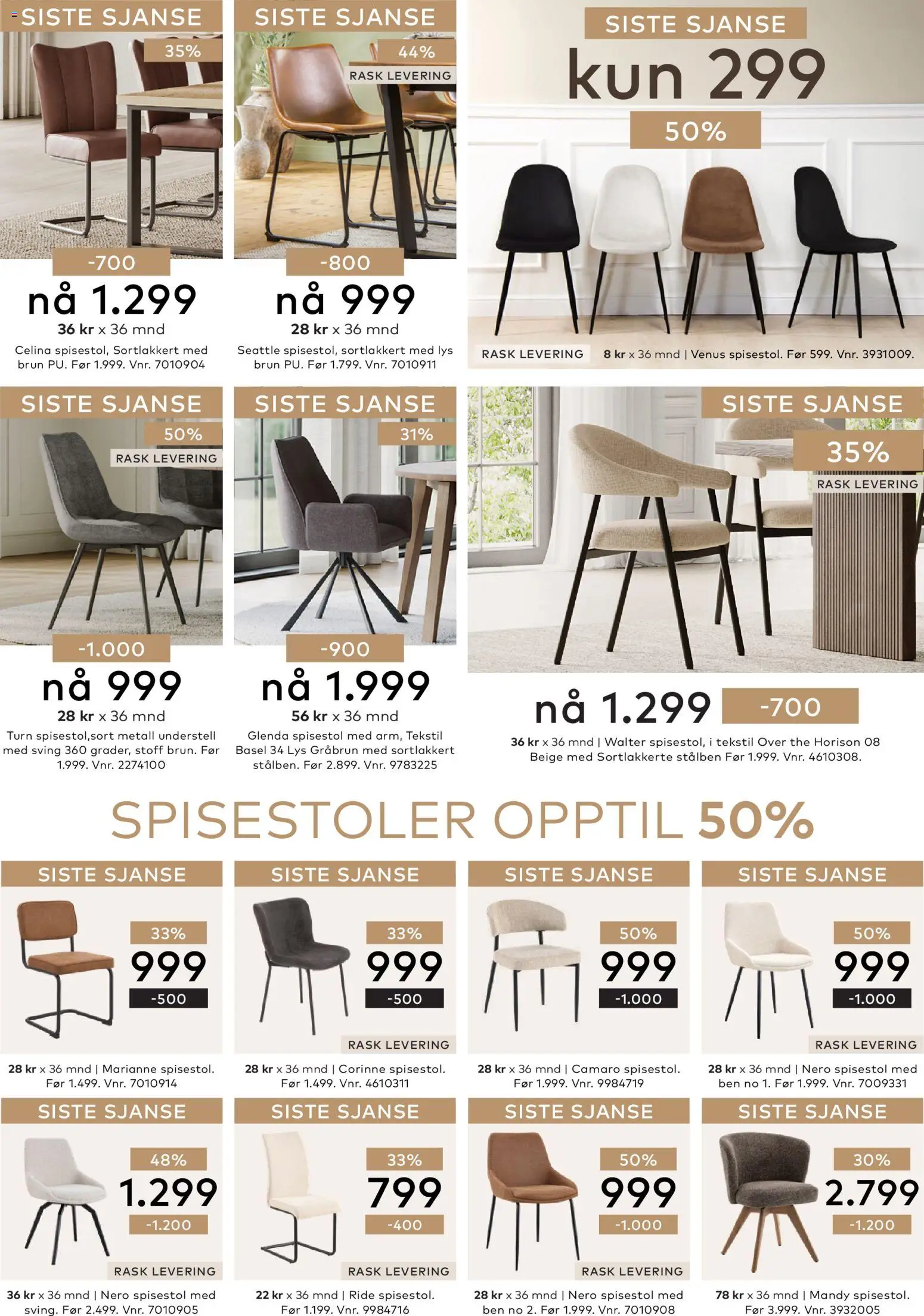 {H1} | Side: 23 | Produkter: Spisestol, Lys