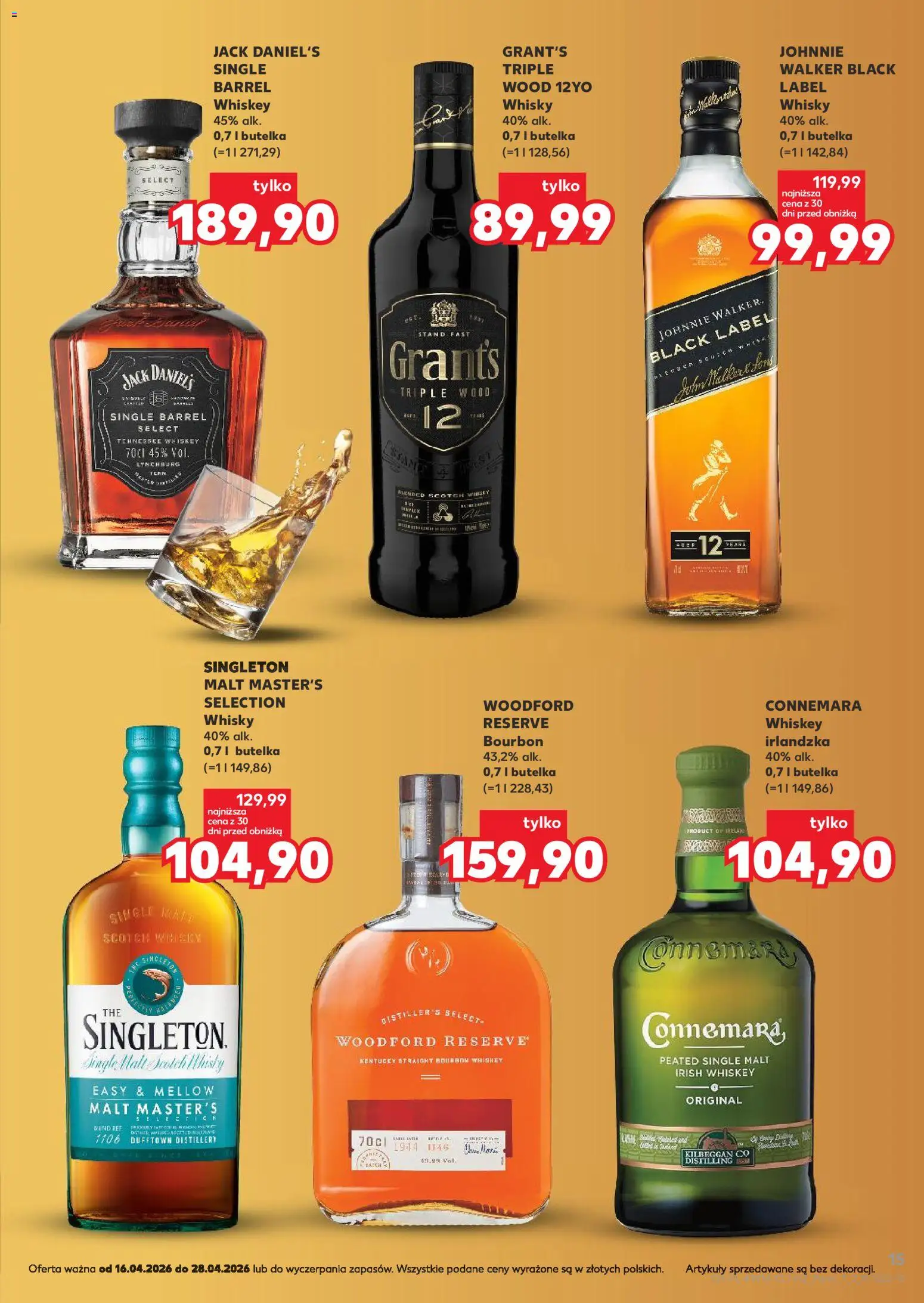 Kaufland Polsko leták - Barek od 16.04.2026 | Strana: 15 | Produkty: Whiskey, Bourbon, Whisky, Pes