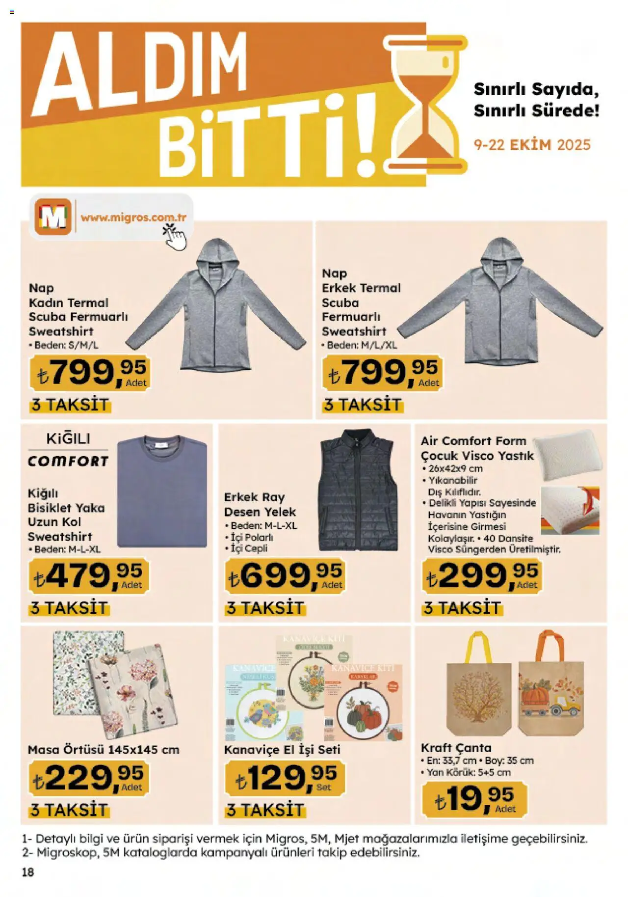 Migros Katalog - Migroskop - 09.10.2025 tarihinden itibaren geçerlidir | Sayfa: 100 | Ürünler: Yastık, Masa, Yelek, Çanta