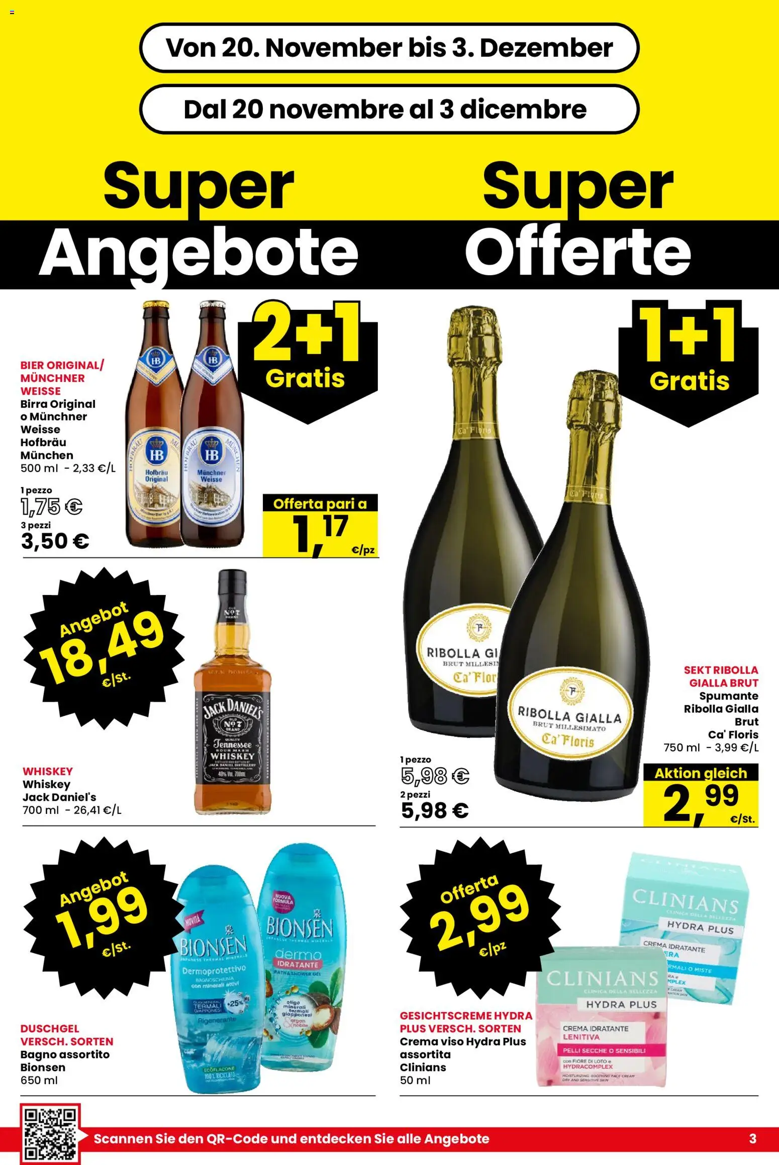 Volantino Despar del 25.11.2025 | Pagina: 3 | Prodotti: Crema, Bagnoschiuma, Spumante, Bagno