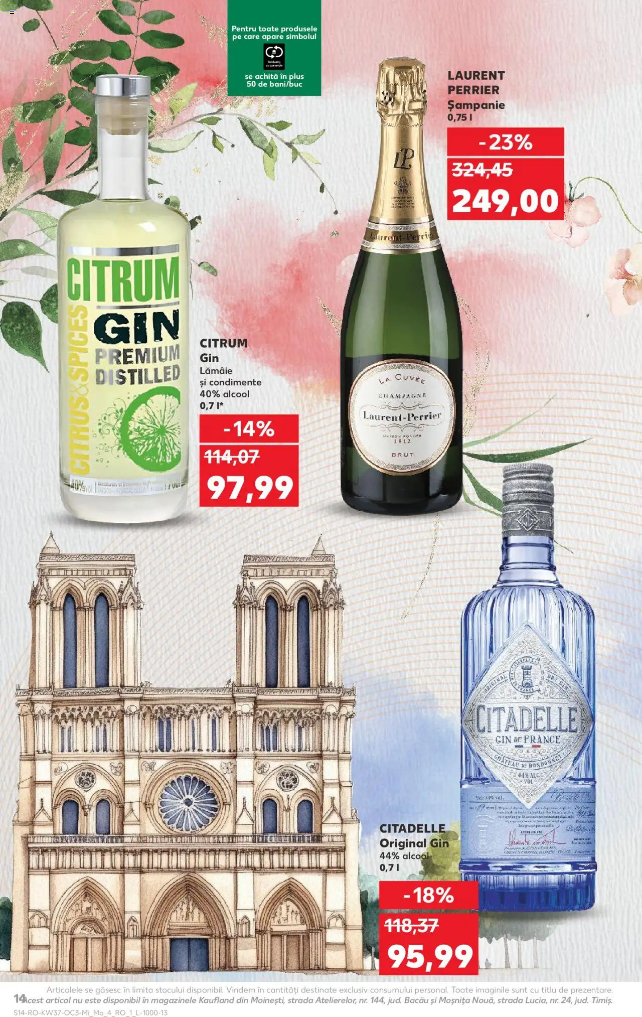 Kaufland RO akciós ujság - amely érvényes a következő dátumtól: 10.09.2025 | Oldal: 14 | Termékek: Gin