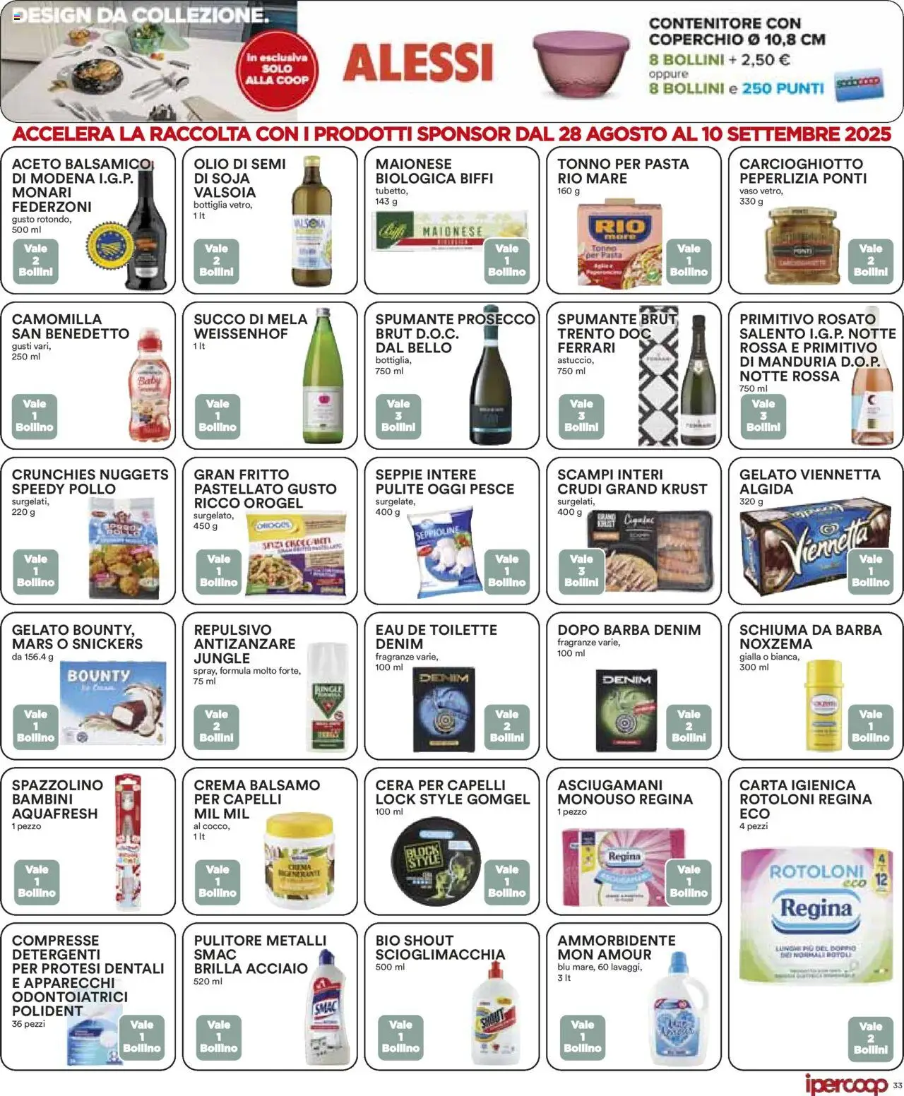 Volantino Ipercoop del 28.08.2025 | Pagina: 33 | Prodotti: Gelato, Olio, Tonno, Vaso