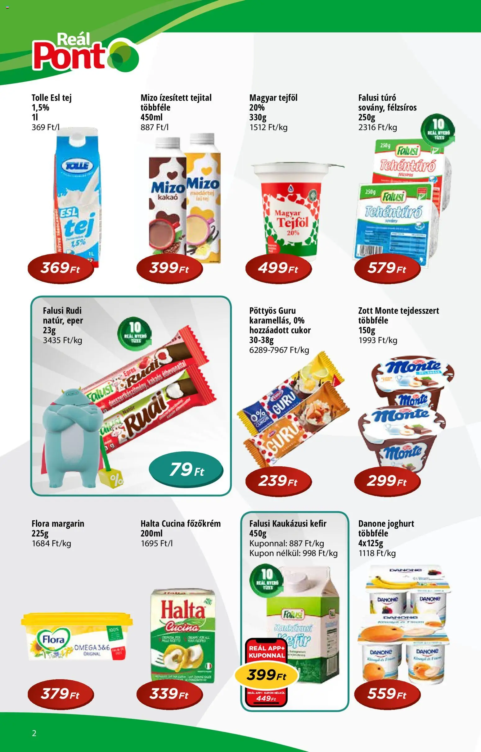 Reál akciós ujság - amely érvényes a következő dátumtól: 14.01.2026 | Oldal: 2 | Termékek: Joghurt, Kaukázusi kefír, Túró, Cukor