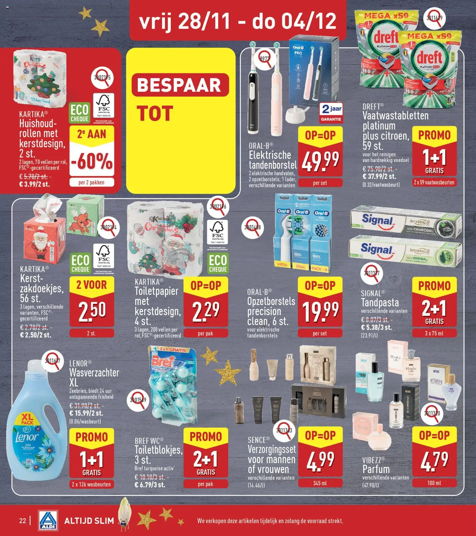 {H1} | Pagina: 22 | Producten: Parfum, Tandpasta, Tandenborstel, Wasverzachter