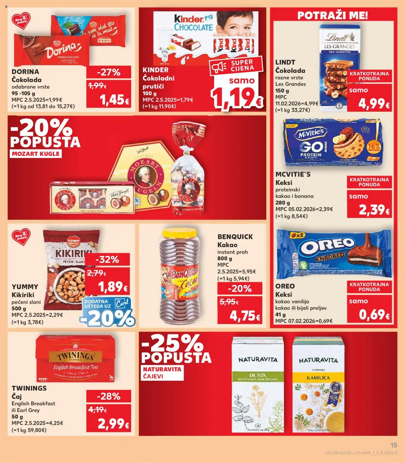 Kaufland katalog | vrijedi od 25.02.2026 | Stranica: 15 | Proizvodi: Dorina, Čokolada, Kikiriki, Kakao