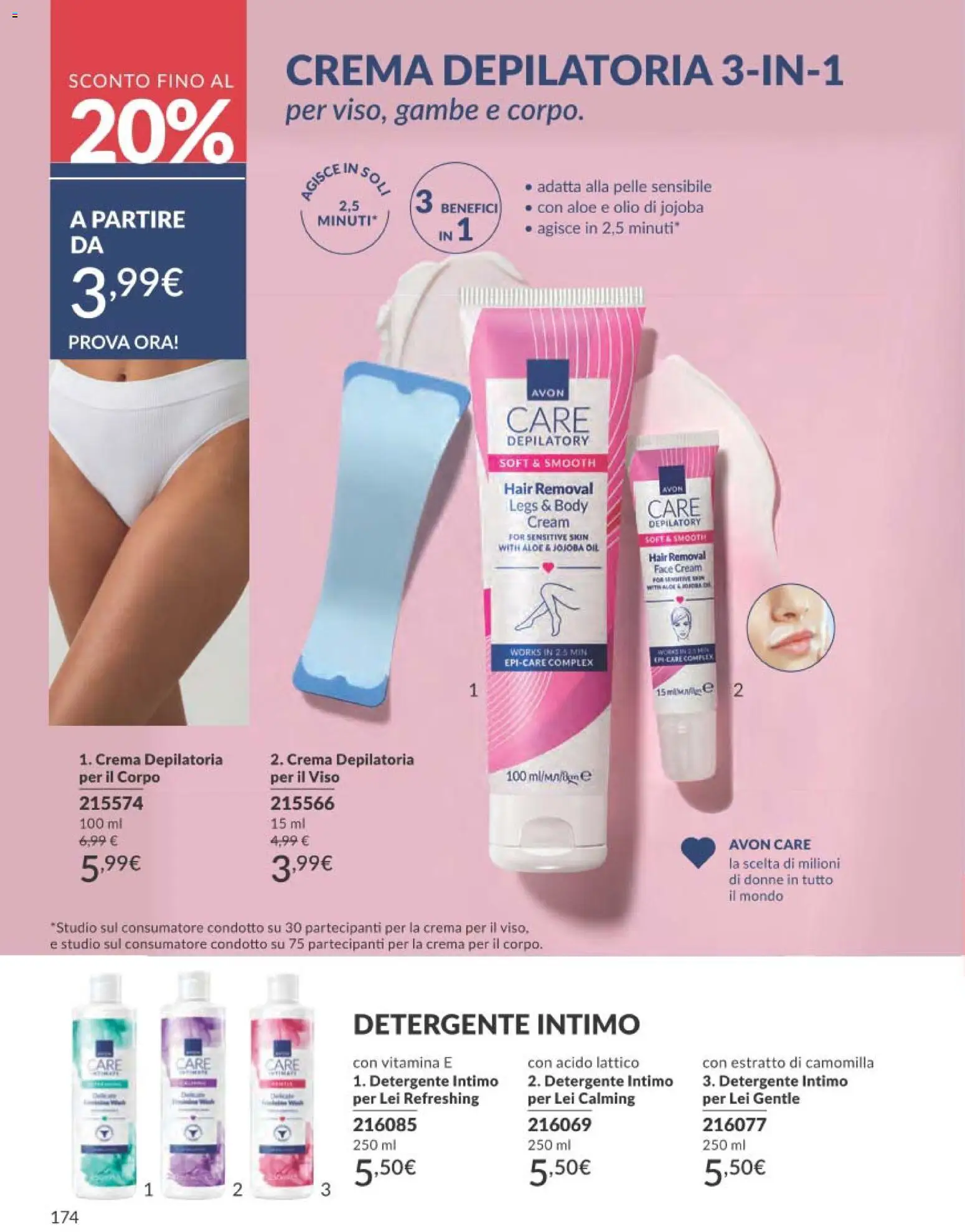 Volantino Avon del 31.12.2025 | Pagina: 174 | Prodotti: Crema, Crema depilatoria, Detergente intimo, Olio