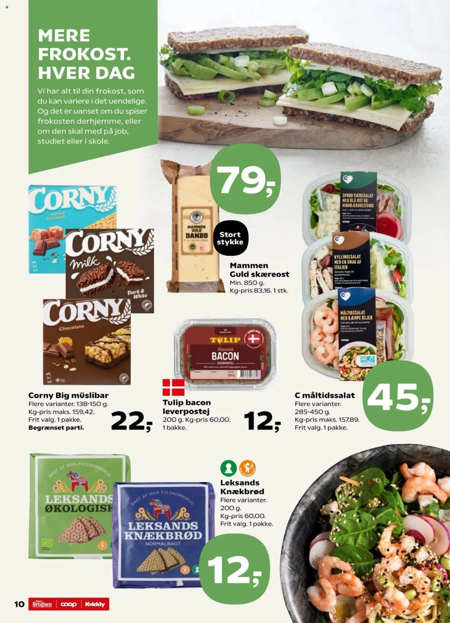 Kvickly tilbudsavis – gyldig fra 09.01.2026 | Side: 10 | Produkter: Ost, Leverpostej, Knækbrød, Rejer