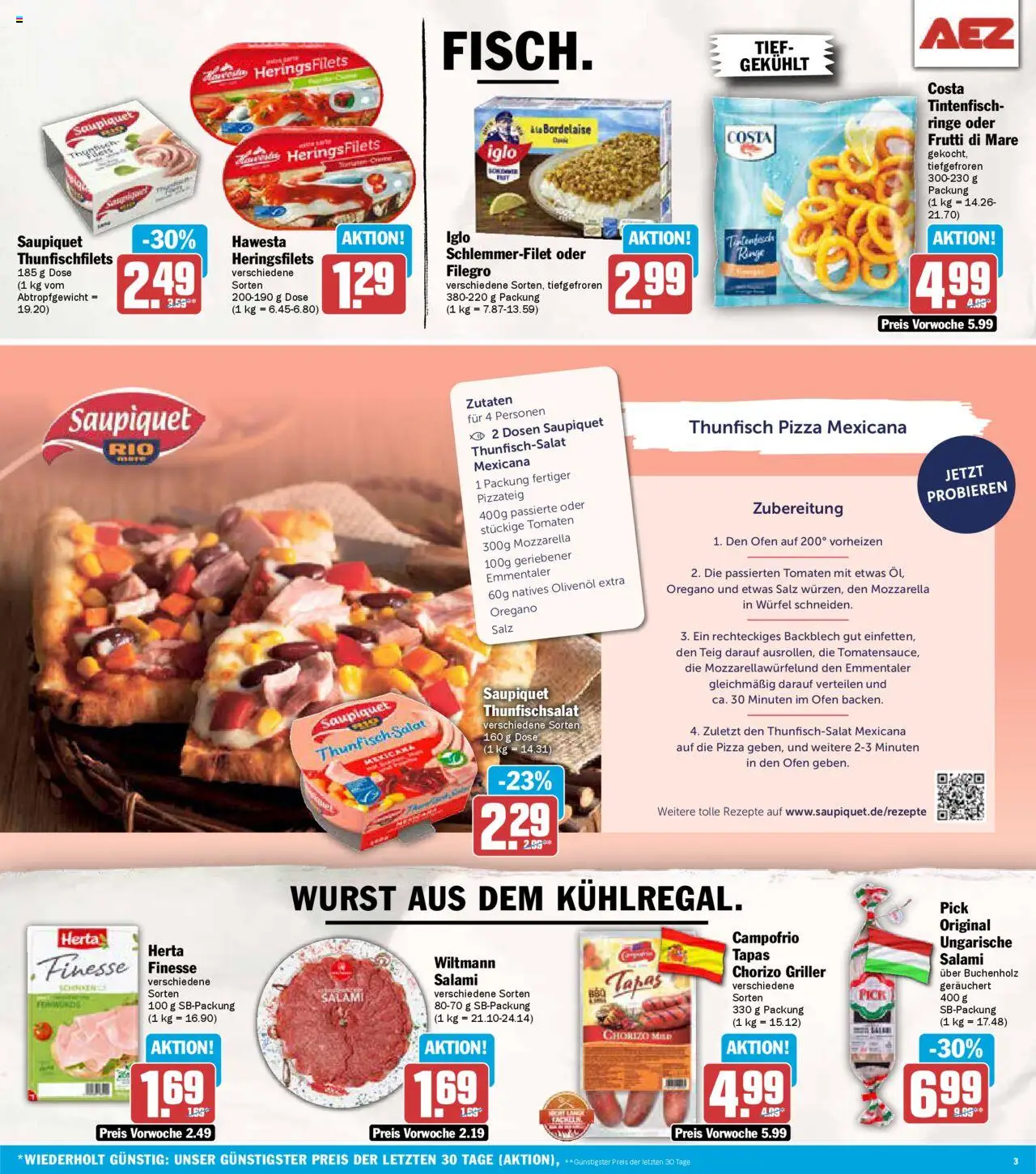 AEZ Prospekt 	 - gültig ab dem 21.07.2025 | Seite: 3 | Produkte: Iglo, Olivenol, Tintenfisch, Salat