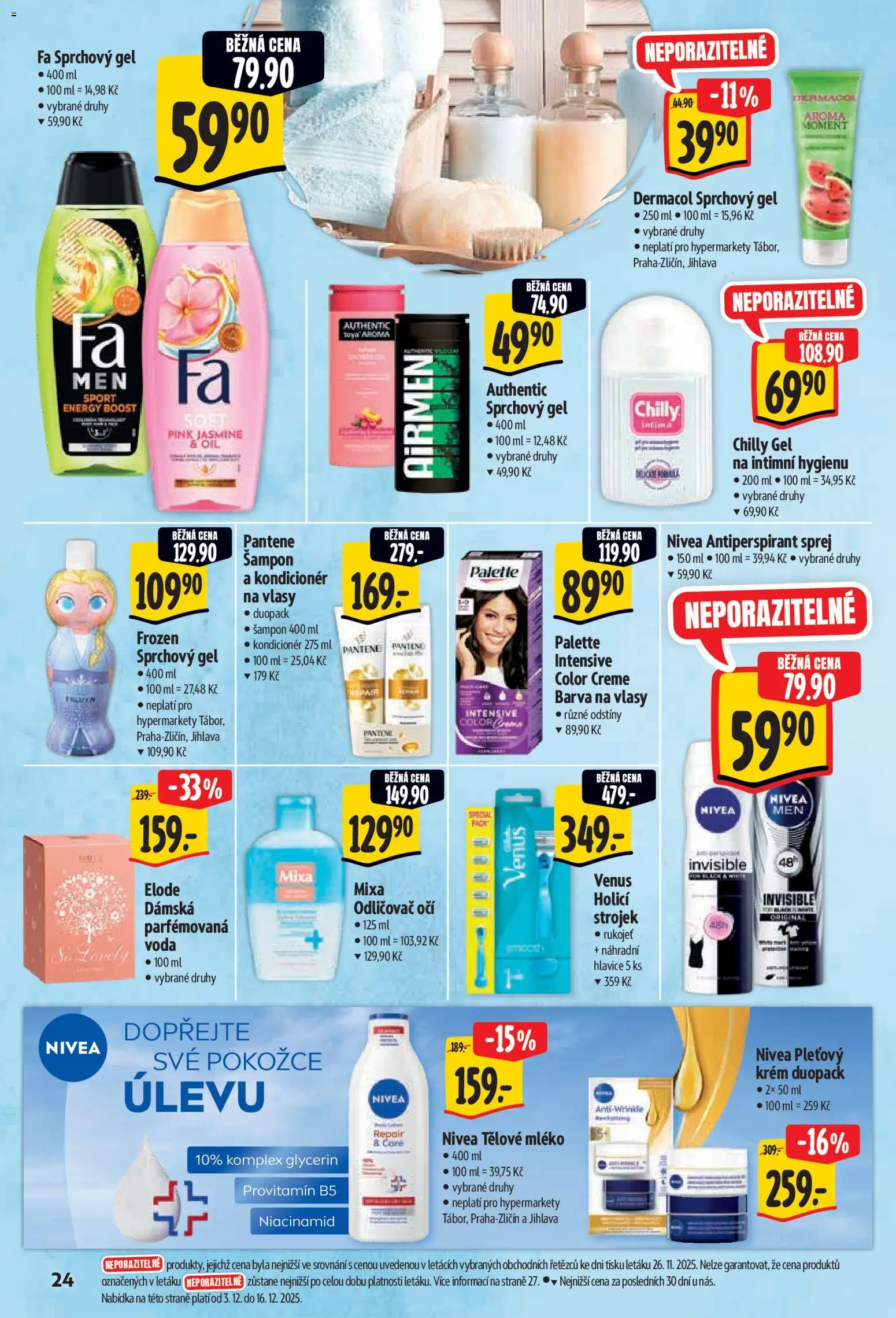 Albert leták - Hypermarket od 03.12.2025 | Strana: 33 | Produkty: Tělové mléko, Sprchový gel, Kondicionér, Barva na vlasy